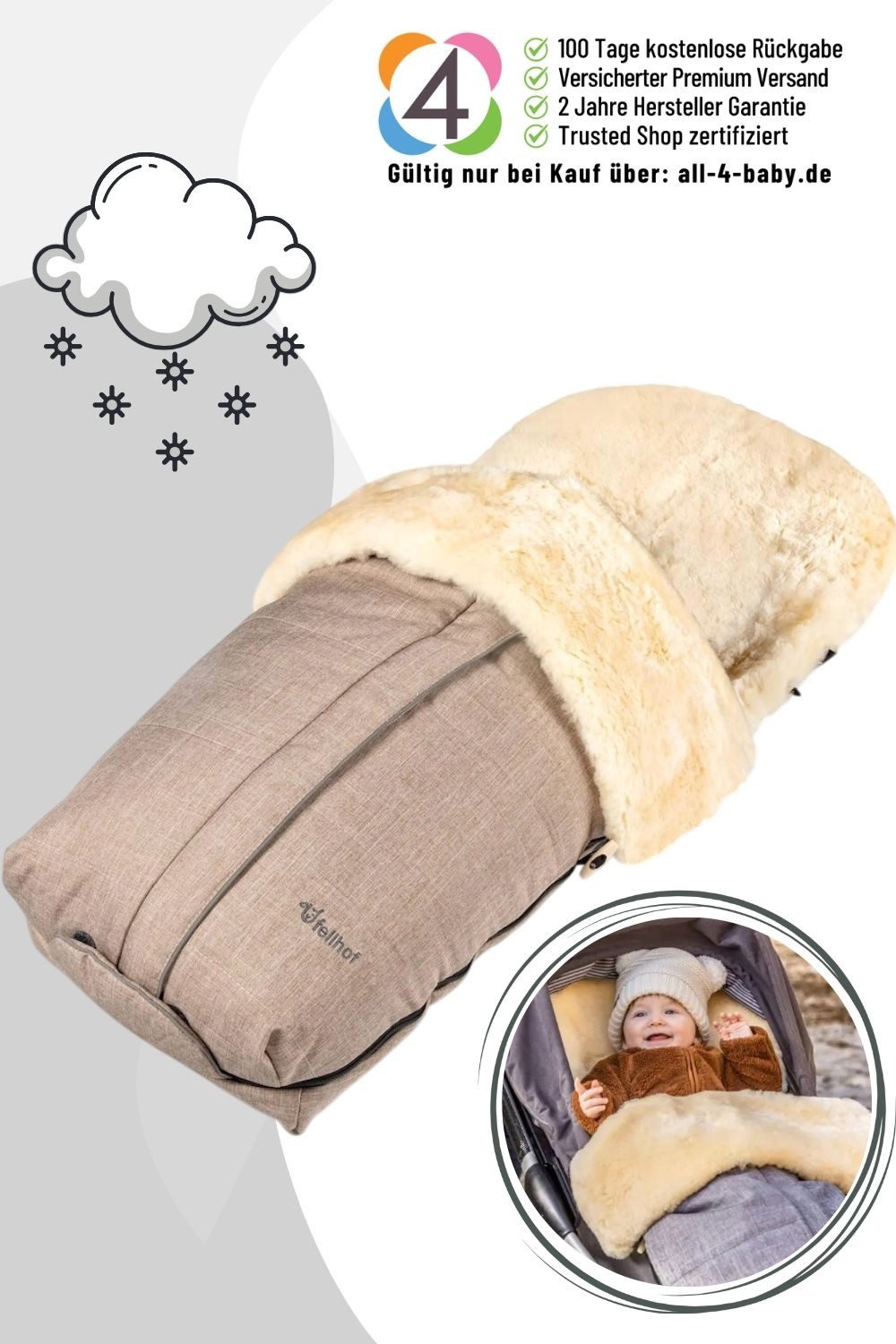 Fellhof Fußsack Kinderwagenfellsack Cortina / Fußsack
