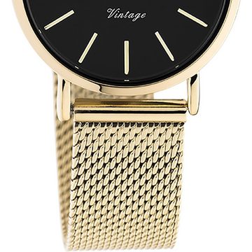 OOZOO Quarzuhr Oozoo Unisex Armbanduhr gold Analog, (Analoguhr), Damen, Herrenuhr rund, klein (ca 28mm) Edelstahlarmband, Elegant-Style