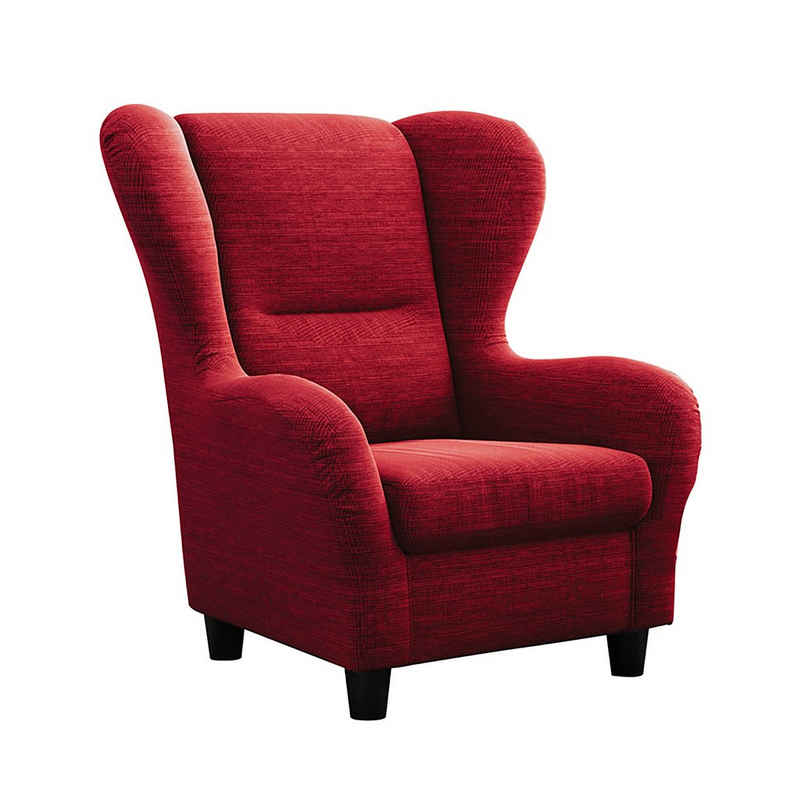 Möbelfreude Кресла »Savana«, Hochwertiger Ohrenbackensessel im Landhausstil auch als Кресла oder Кресла geeignet - Rot