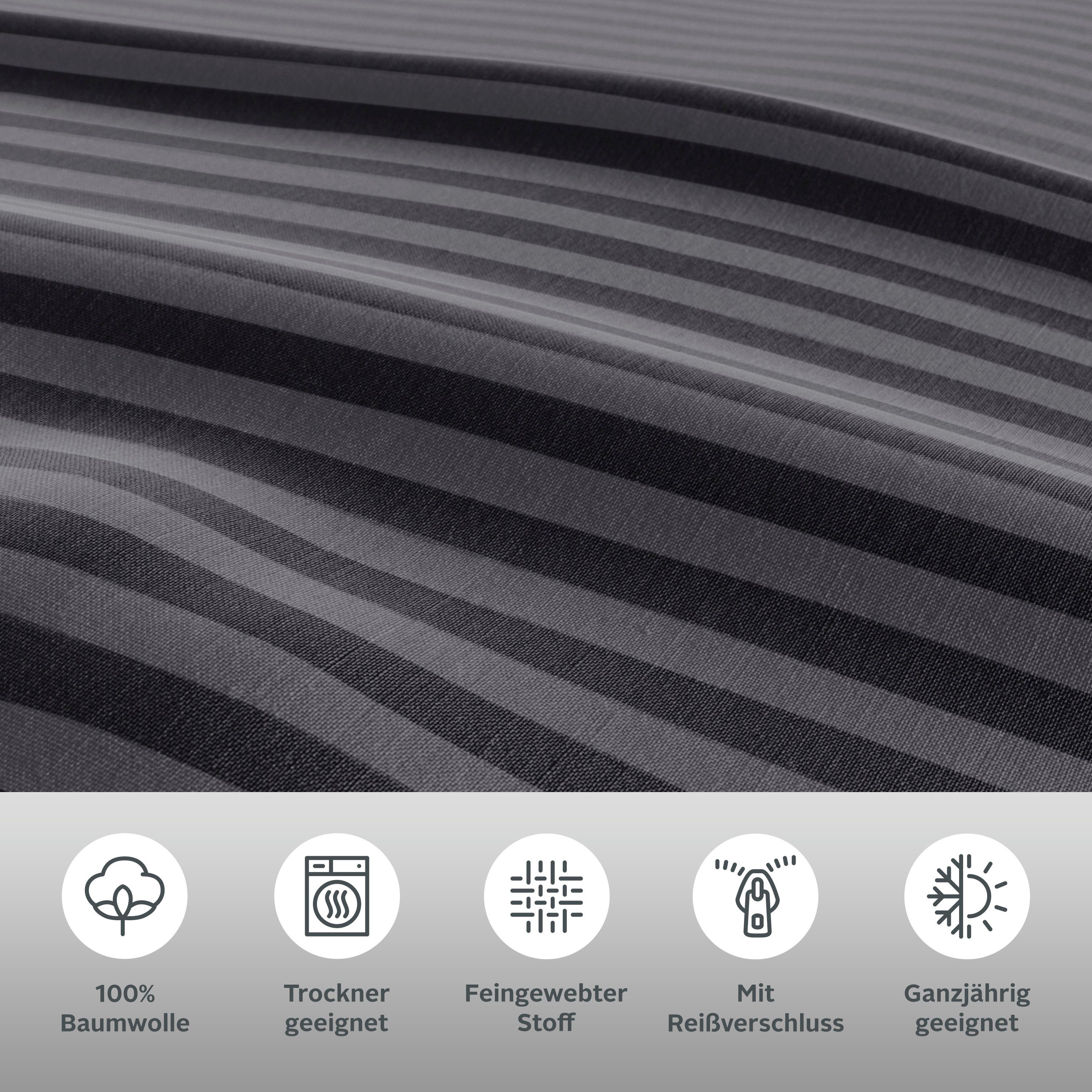 Bruno Banani Bettwäsche Jassen, Renforcé, 2 teilig, moderne Bettwäsche aus Baumwolle, Bettwäsche mit Streifen-Design