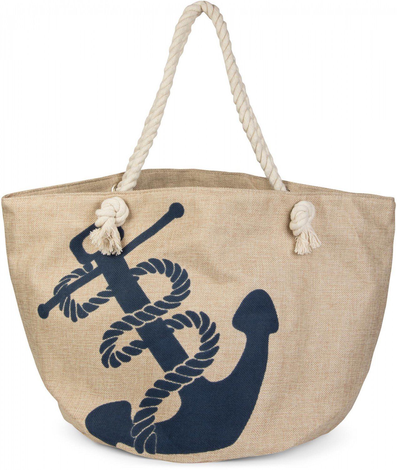 styleBREAKER Strandtasche Flechtoptik Strandtasche mit Anker günstig online kaufen