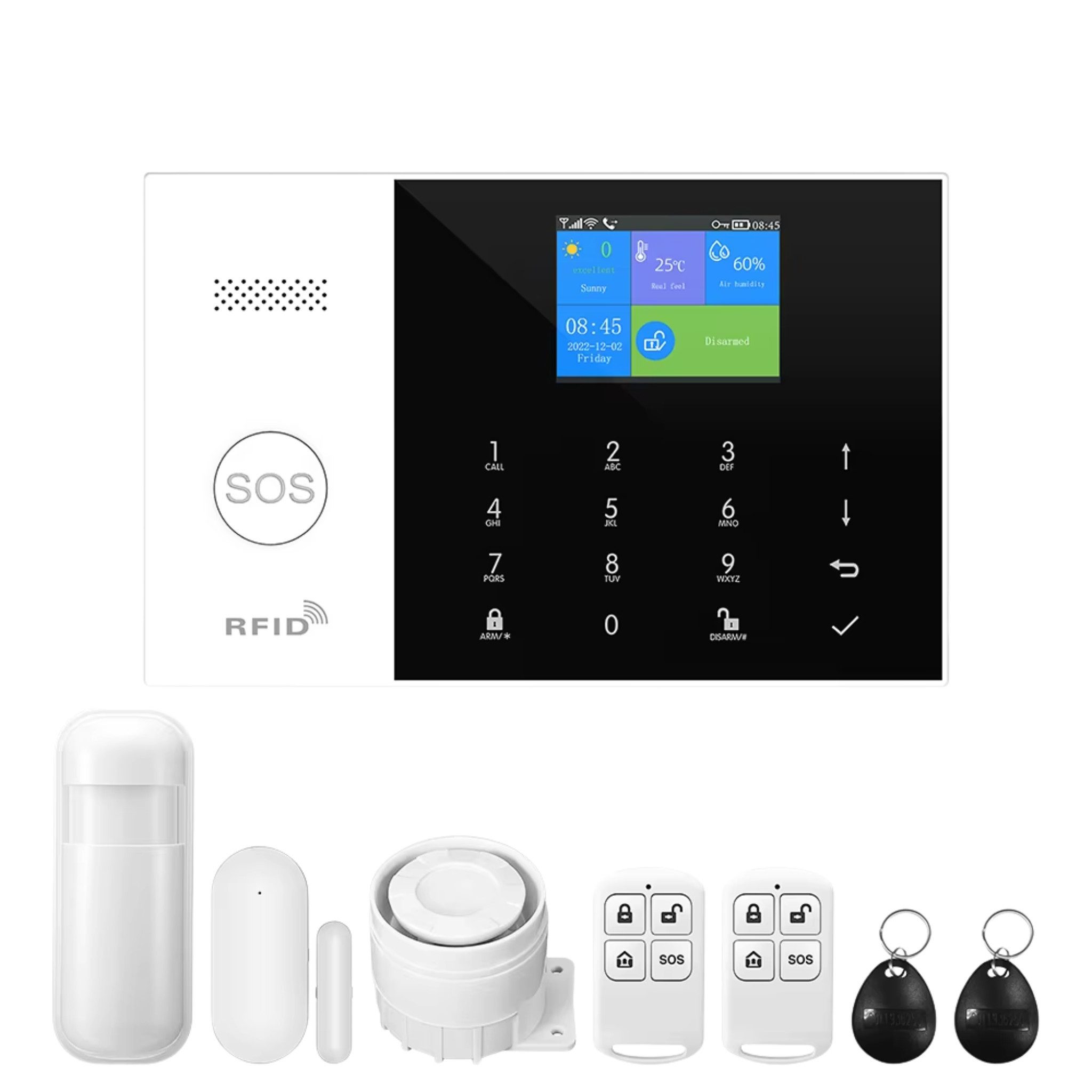 HS.SUPPLY WLAN Alarmanlage Set mit App, Bewegungsmelder & Türsensor Alarmanlage (Smart Alarmanlage mit App, 100 dB Sirene und 24h Akku-Backup)