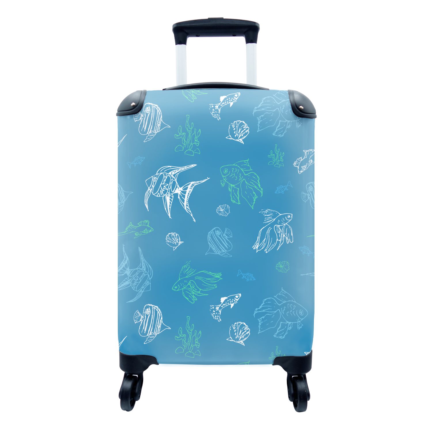 MuchoWow Handgepäckkoffer Fisch - Pastell - Meer, 4 Rollen, Reisetasche mit rollen, Handgepäck für Ferien, Trolley, Reisekoffer