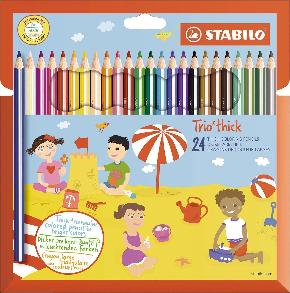 STABILO Bleistift 203 Trio dick assortiert (24 Stück), (Set, 24-tlg)