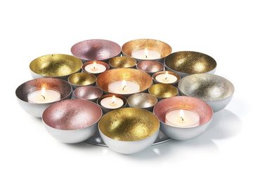 Kobolo Kerzenhalter Kerzenteller BUBBLE für Teelichter rosa gold D40cm (Metall)