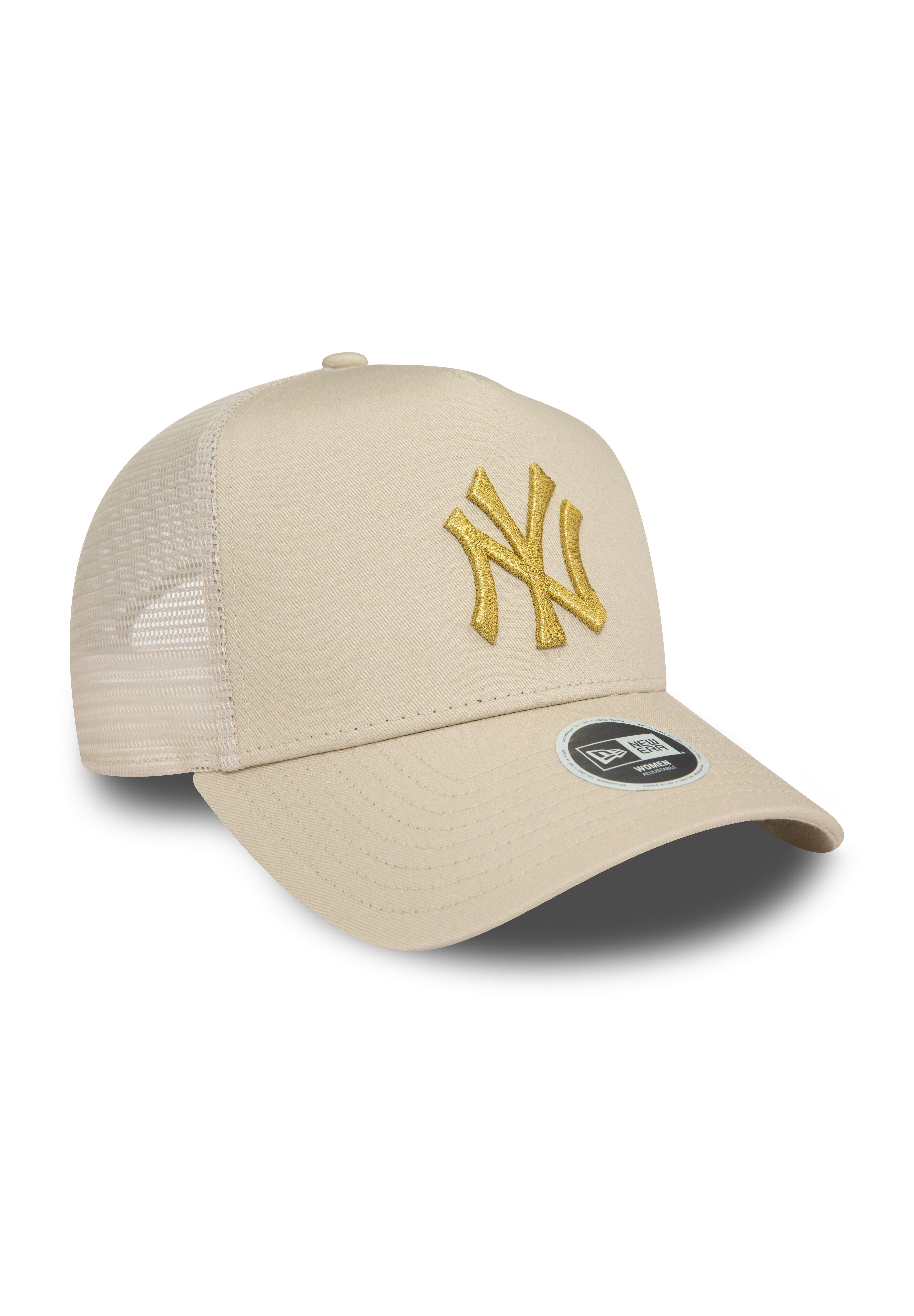 New Era Baseball Cap New York Yankees MLB Metallic Logo Beige Verstellbare A-Frame Damen Tr (1-St)