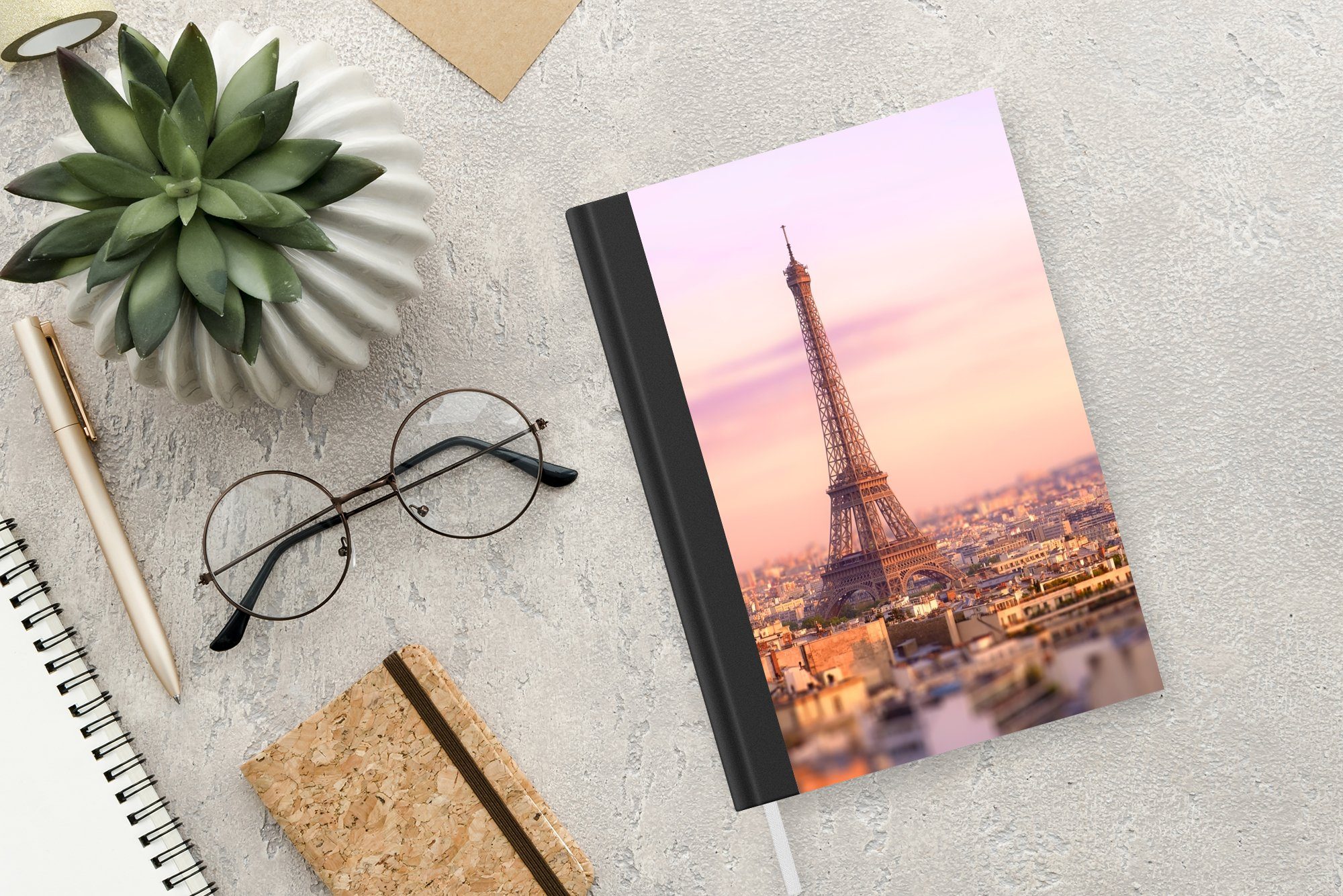 Tagebuch, Eiffelturm Notizbuch Notizheft, 98 MuchoWow Blick Seiten, über mit dem A5, als Paris Journal, Haushaltsbuch Merkzettel, Höhepunkt,