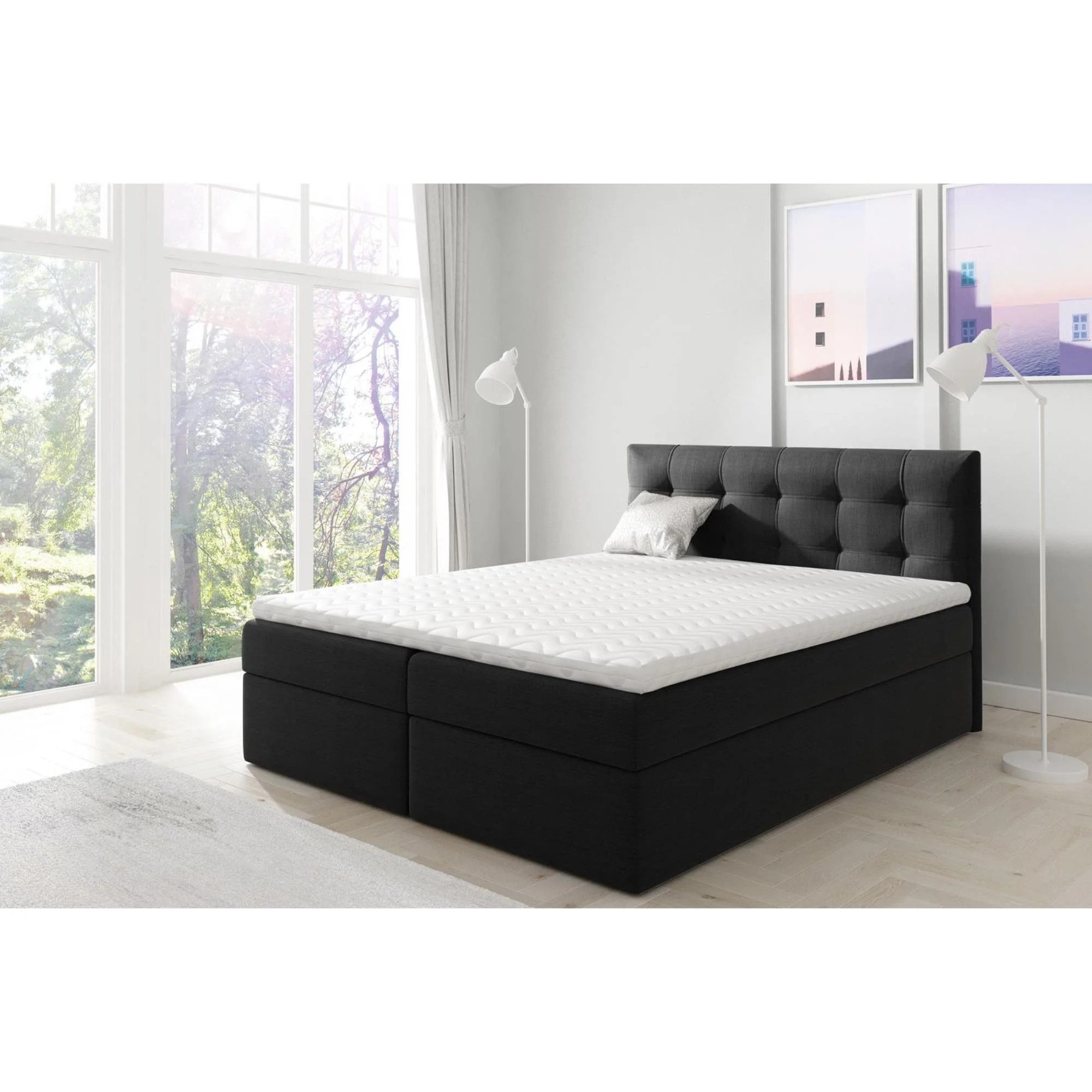 Beautysofa Boxspringbett Kontinentales mit Bettkasten TOPIQ (Bett für Schla günstig online kaufen