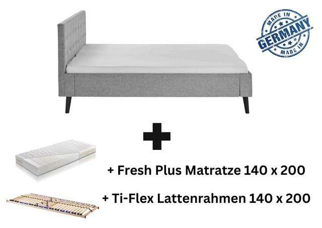 Aileenstore Polsterbett Amira, Doppelbett 140 x 200 cm, Kopfteil gesteppt G günstig online kaufen