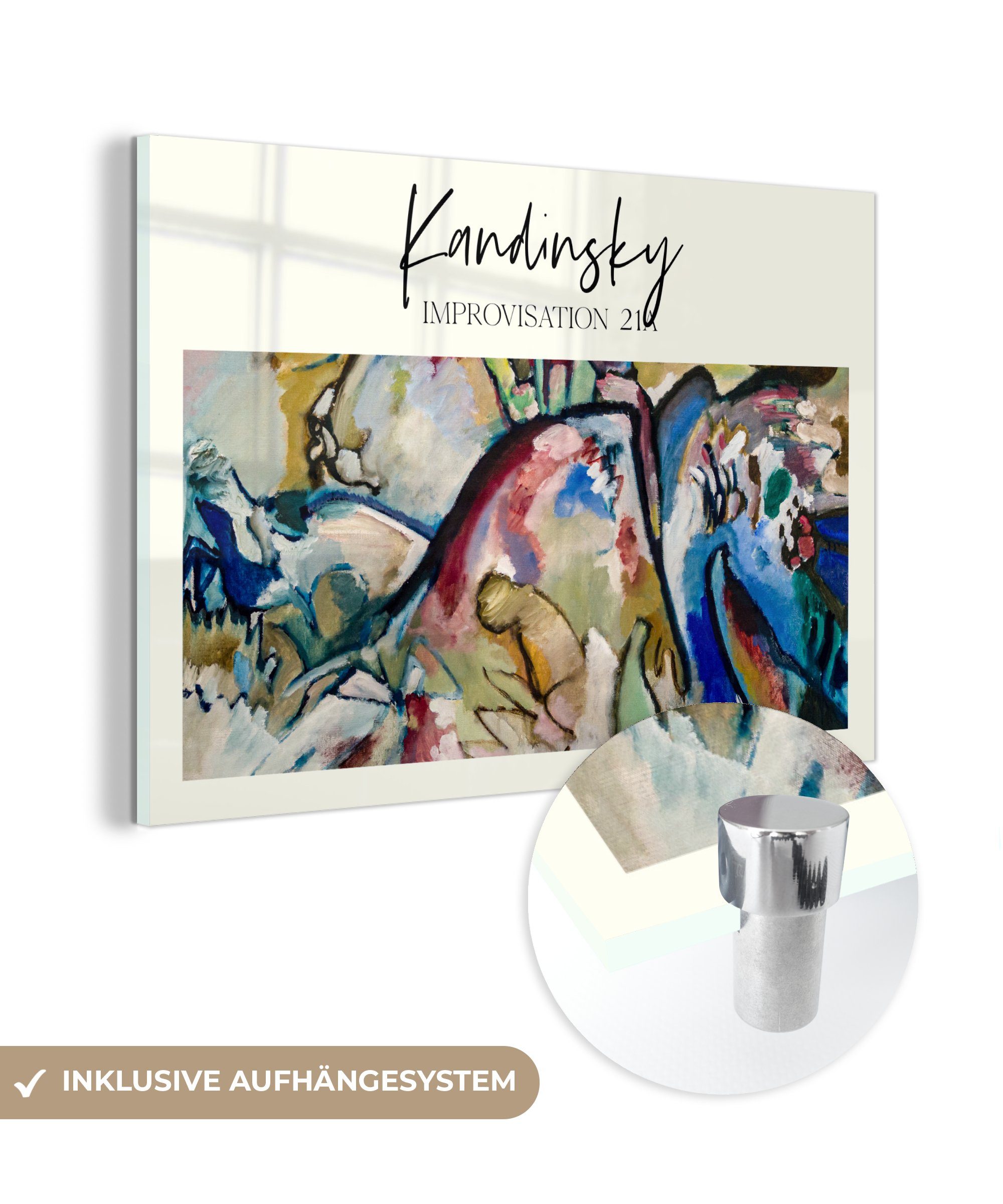 MuchoWow Acrylglasbild Improvisation 21A - Wassily Kandinsky - Alte Meister, (1 St), Acrylglasbilder Wohnzimmer & Schlafzimmer