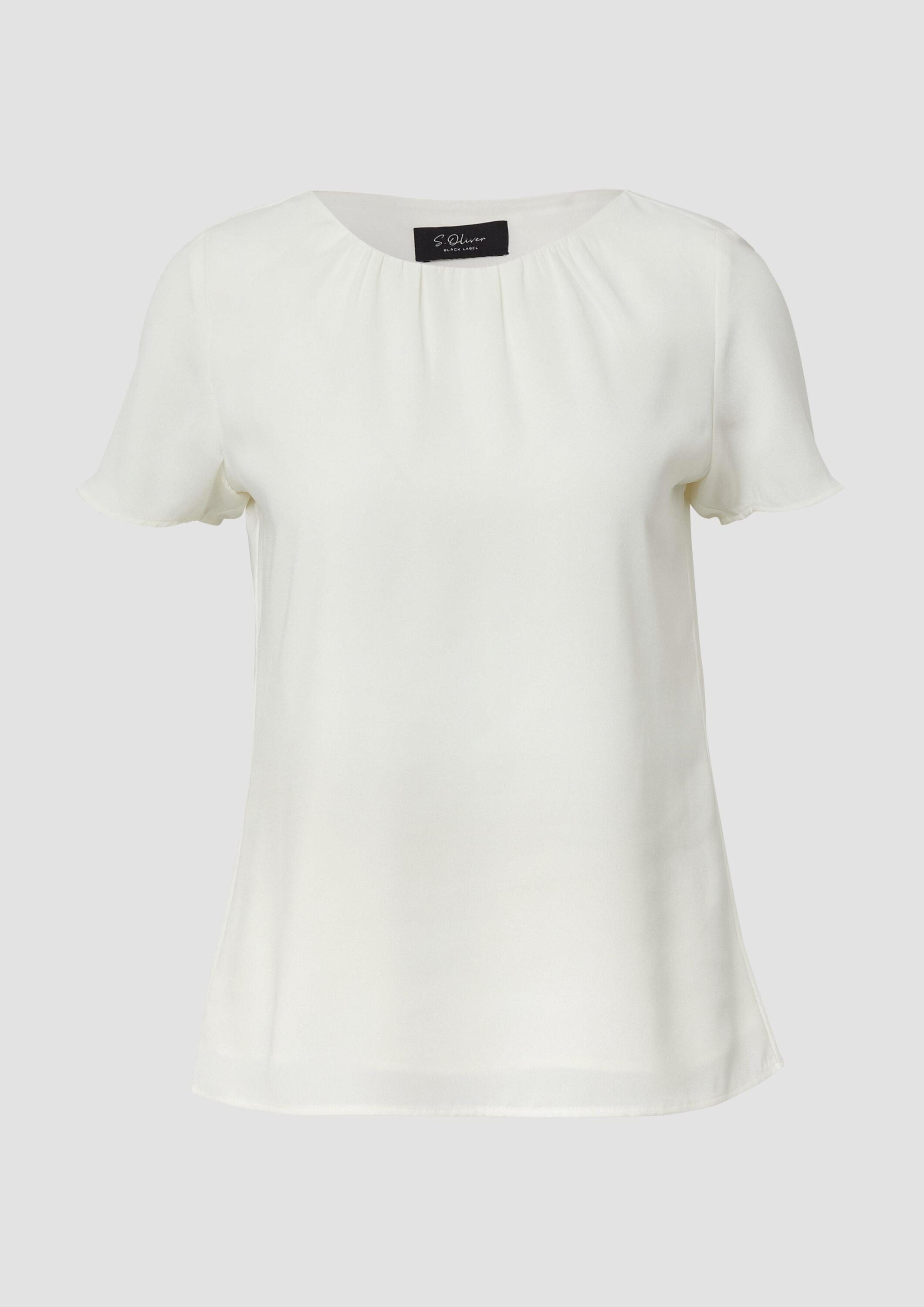 s.Oliver Kurzarmbluse Bluse Bluse mit Viskosefutter und Rundhalsausschnitt