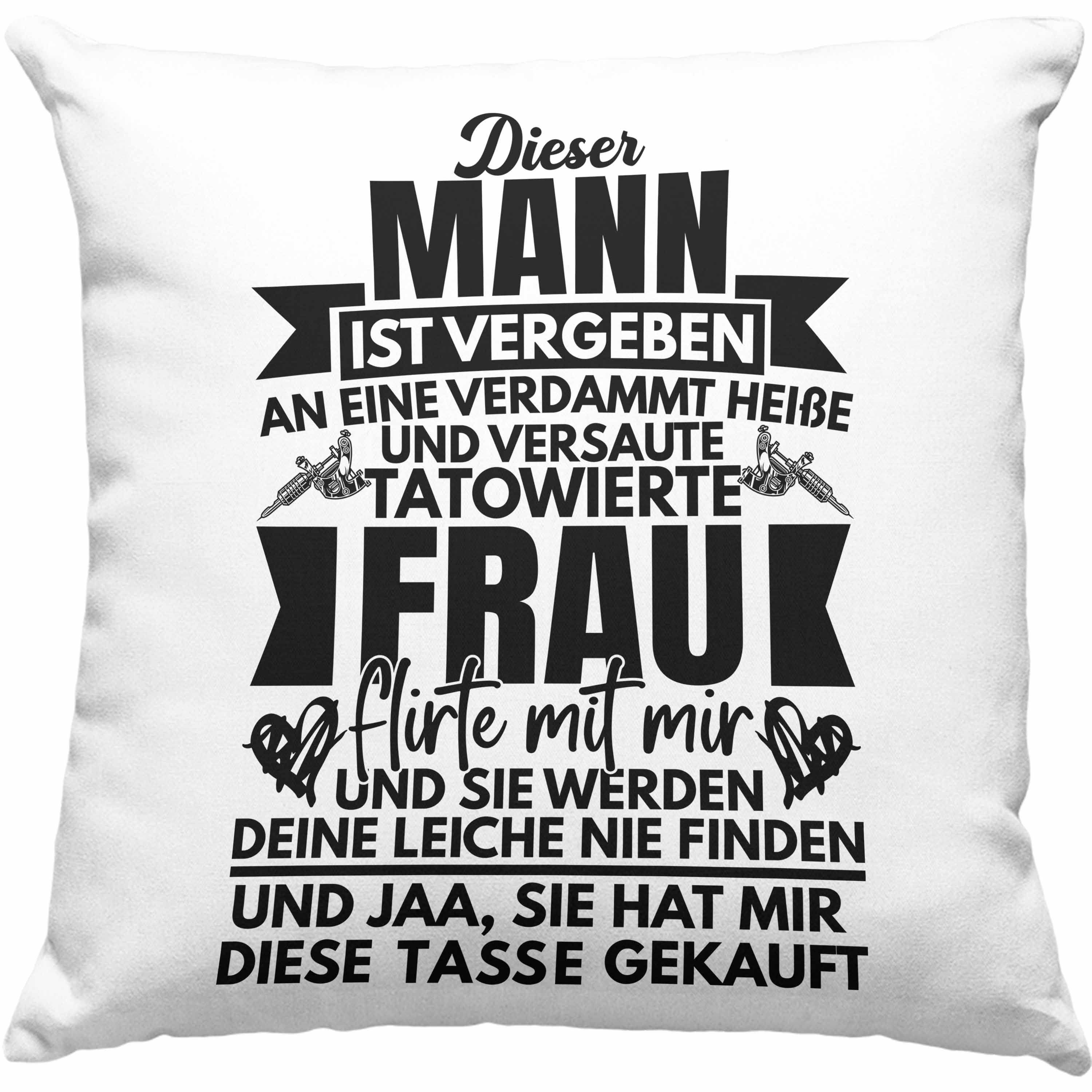 Trendation Dekokissen Trendation - Grau Mann Dekokissen Spruch Dieser Lustiger Frau 40x40 Füllung Vergeben Für Ist Tatowierte Mann Geschenk Freund Kissen Valentinstag mit