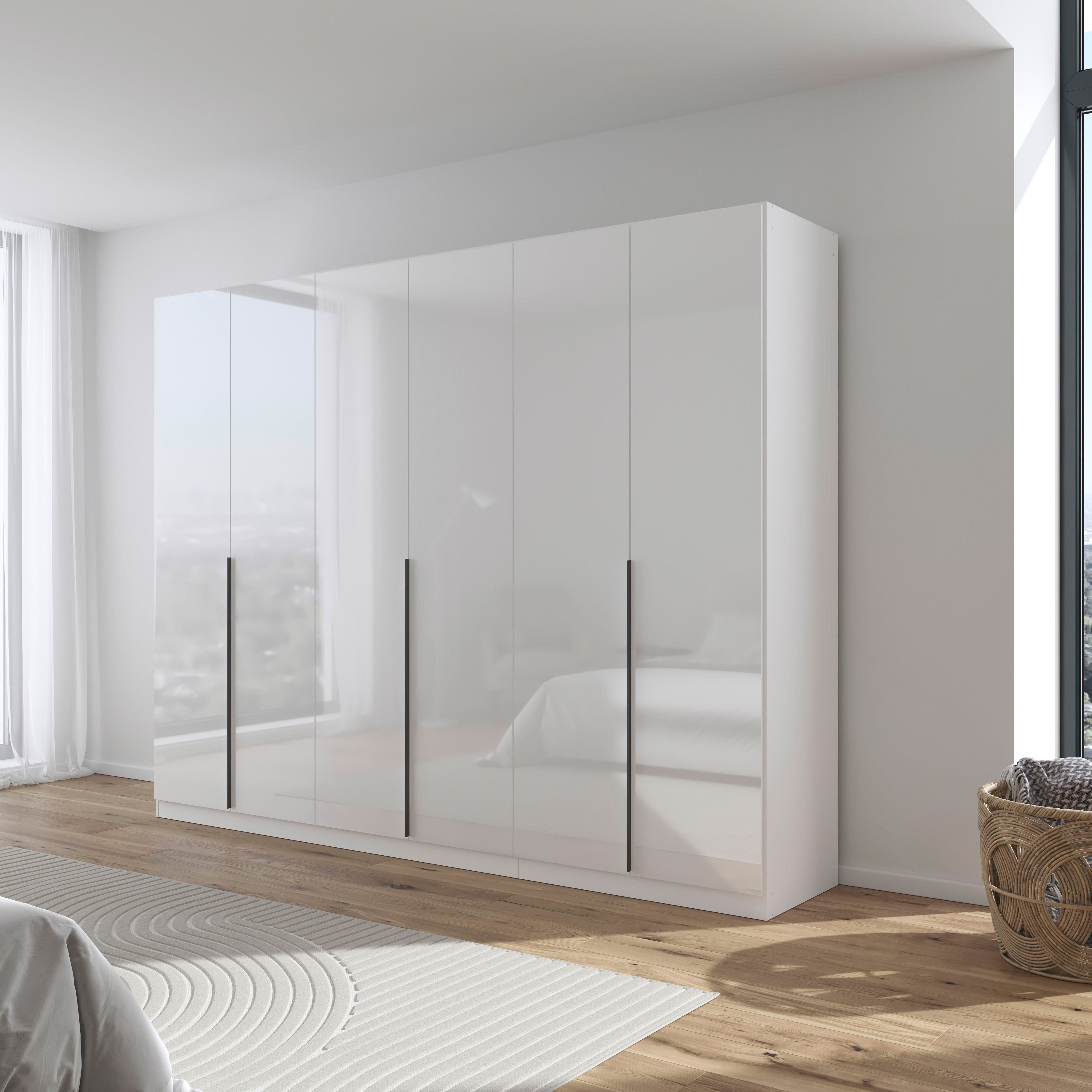 OTTO home Drehtürenschrank Kleiderschrank Schrank Garderobe AGORDO Schlafzimmer (in zwei Griff-Farben, Breiten 91-405 cm, Dekor- oder Hochglanzfront) durchdachte Innenausstattung, in 8 Breiten und 2 Höhen MADE IN GERMANY