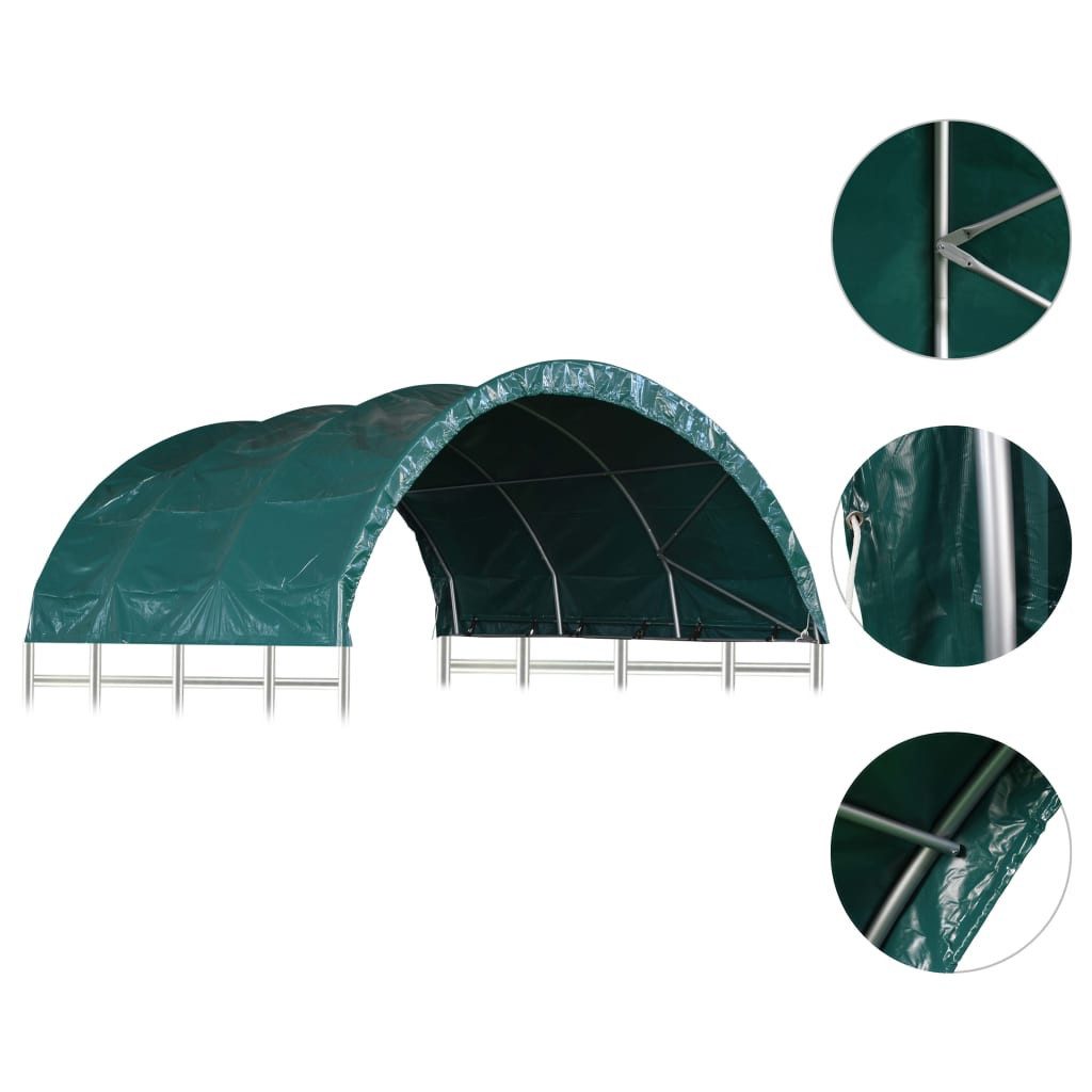 vidaXL Partyzelt Weidezelt PVC 3,7x3,7 m Grün