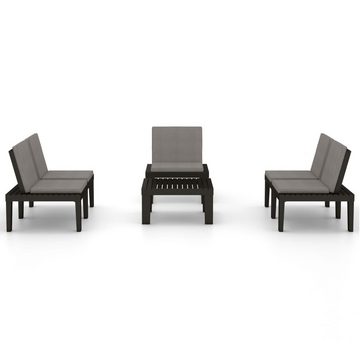 vidaXL Gartenlounge-Set 4-tlg. Garten-Lounge-Set mit Kissen Kunststoff Grau, (4-tlg)