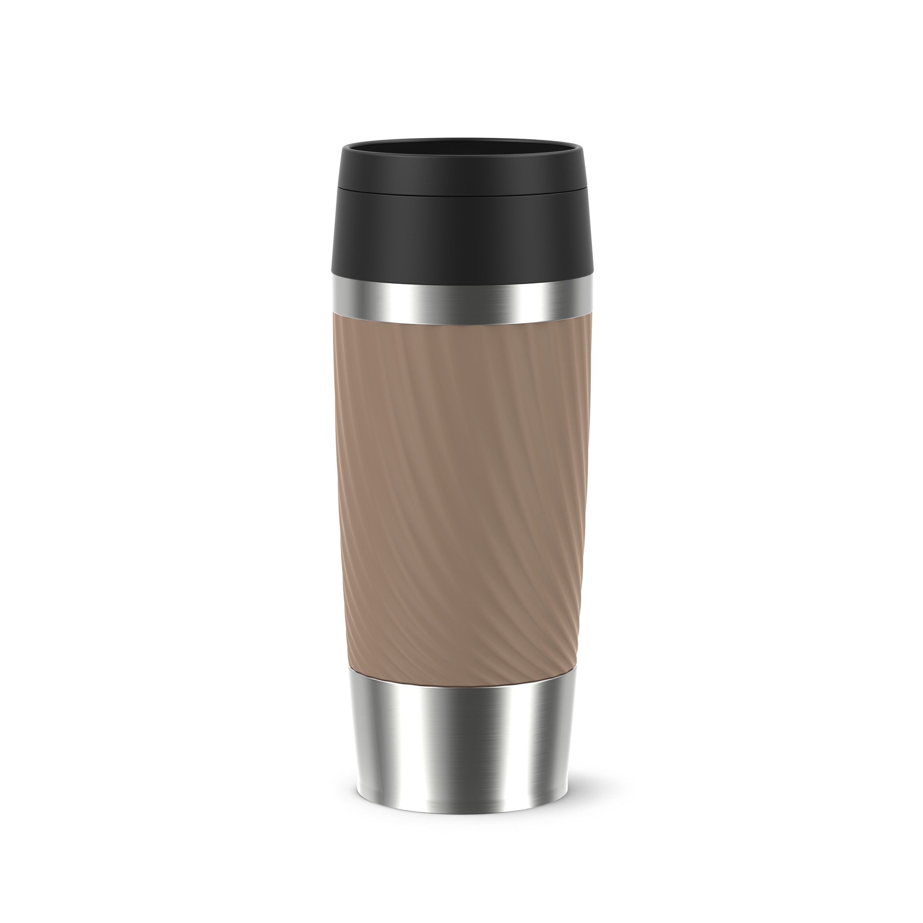 Emsa Thermobecher Travel Mug Classic Twist, 1-tlg., Edelstahl, Kunststoff, Silikon, 0,36 Liter, Comfort-Schraubverschluss, Quick-Press, auslaufsicher
