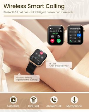 DekeFit G36 Smartwatch (1.85 Zoll, Andriod IOS), Herzfrequenz/SpO2 120+ Sportuhr IP68 Wasserdicht