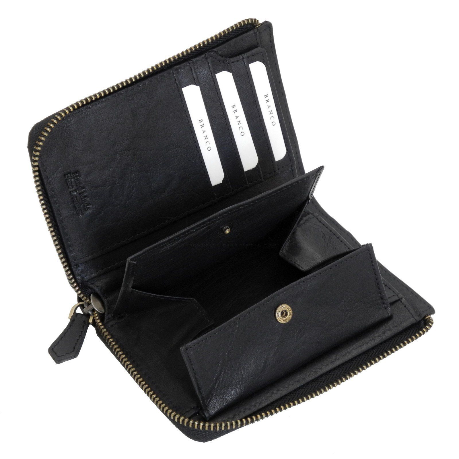 Branco Herren Gürtelbörse Aus Rindleder – 10x7 Cm, Mit Schlaufen Für Gürtel Bis 3 Cm, Schwarz