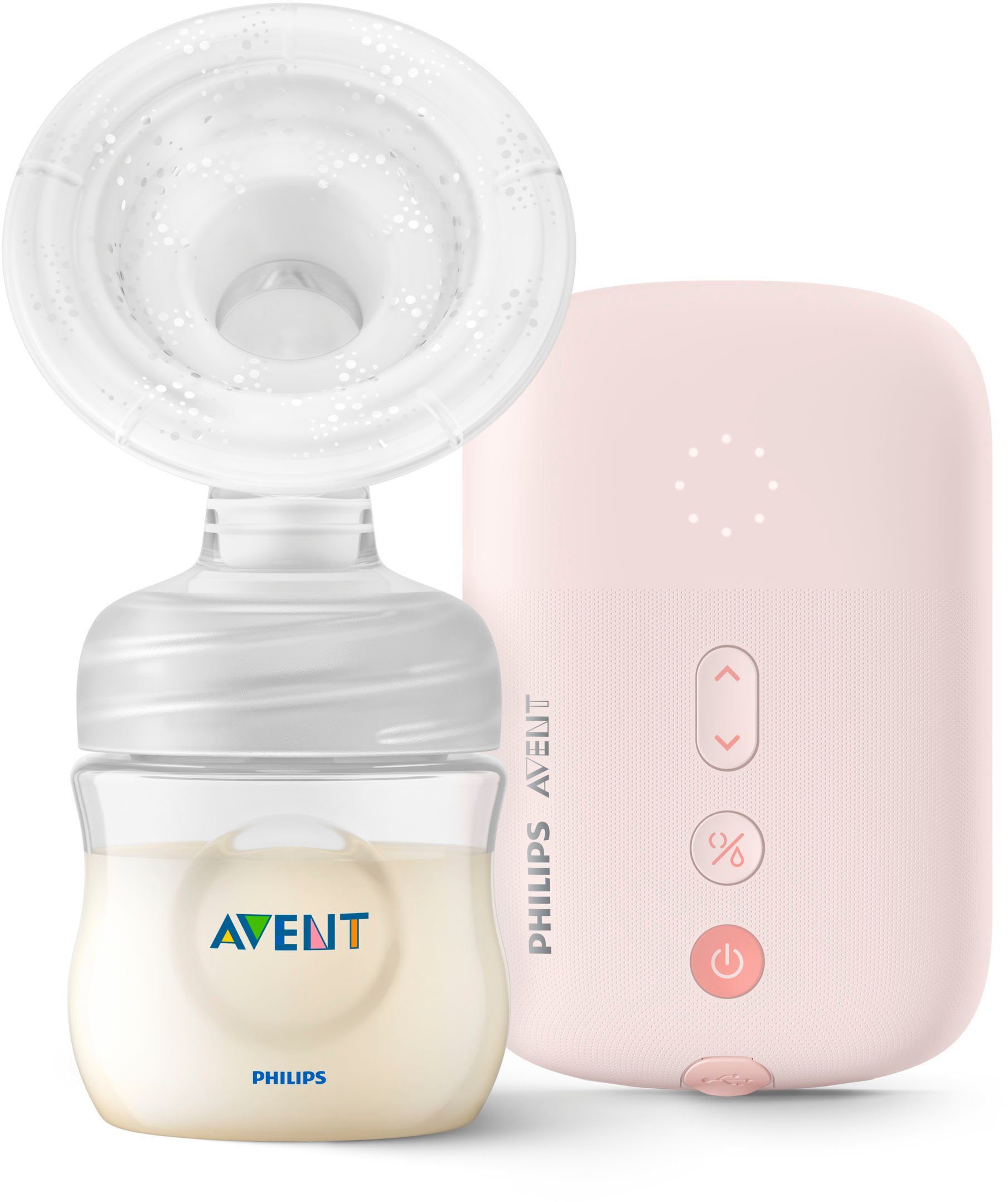 Philips AVENT Elektrische Milchpumpe SCF395, Set, 7-tlg., mit 120 ml Natural Flasche