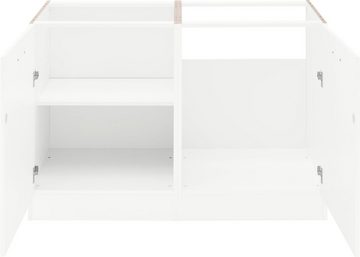 HELD MÖBEL Spülenschrank »Tinnum« Breite 120 cm, MDF-Fronten, Metallgriffe, Edelstahl-Einbauspüle