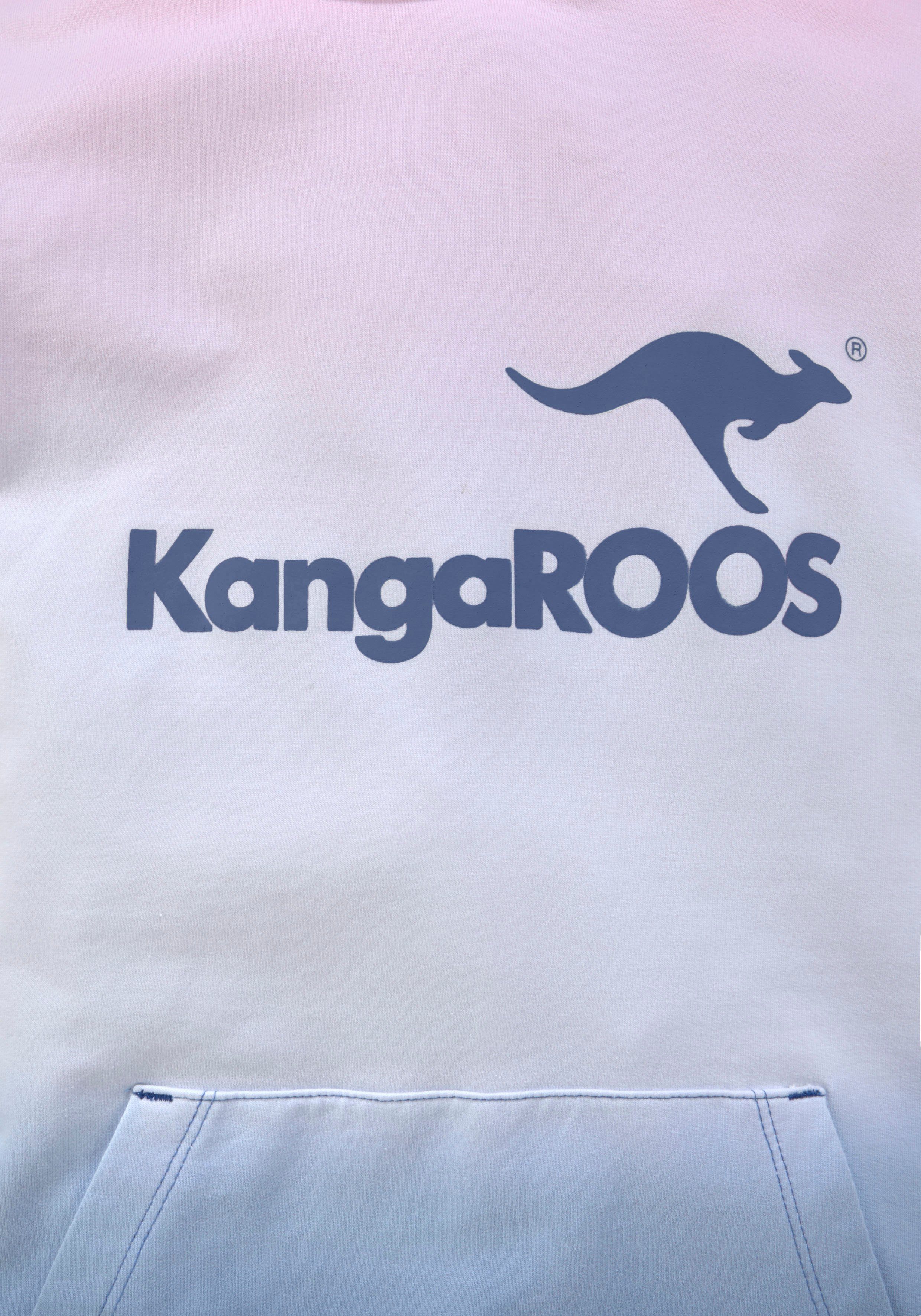 KangaROOS Kapuzensweatshirt, Longsweatshirt mit Farbverlauf Langarm mit Bündchen, taillierter Schnitt, mit Logodruck