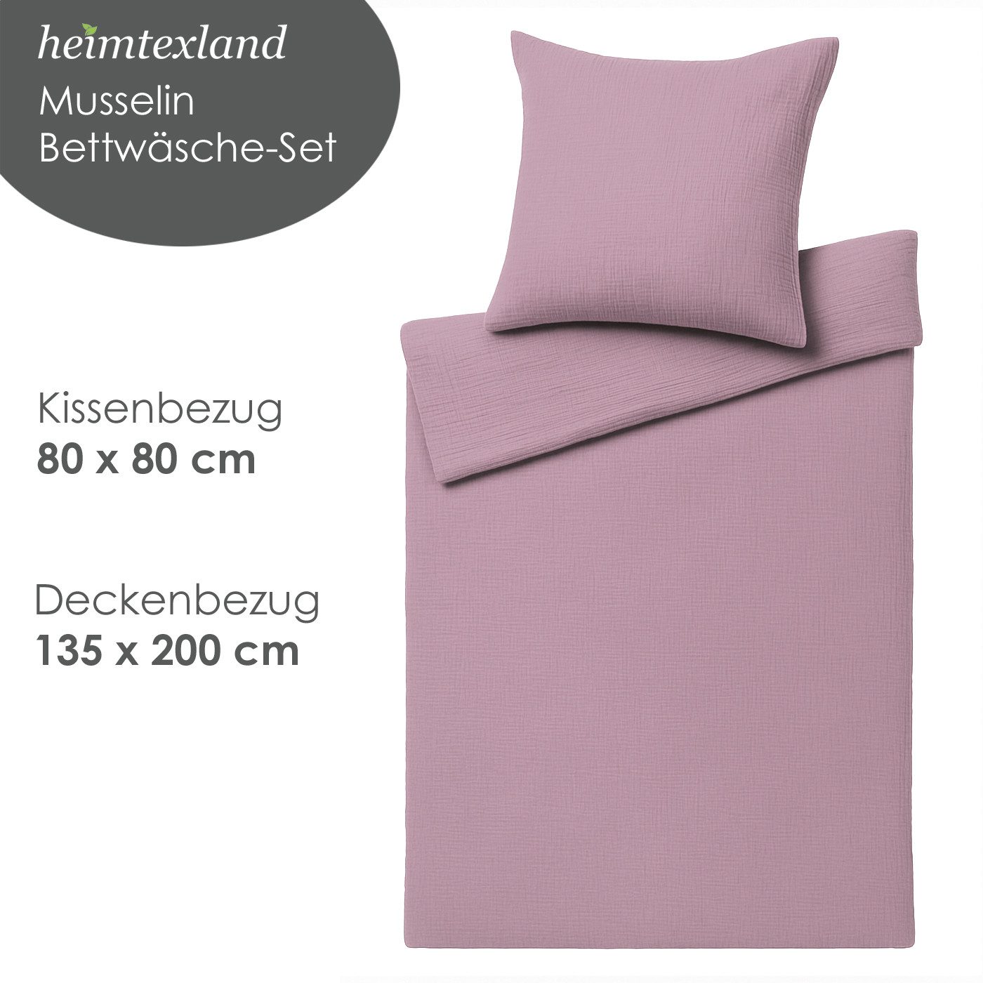 heimtexland Bettwäsche Musselin Bettwäsche Set kuschelweich atmungsaktiv, Baumwolle, 2 teilig, temperaturausgleichend I modern – Bild 4 von 5
