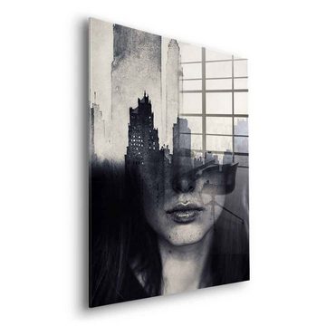 DOTCOMCANVAS® Acrylglasbild Mind Game - Acrylglas, Acrylglasbild schwarz weiß grau abstrakt moderne Kunst Druck Wandbild