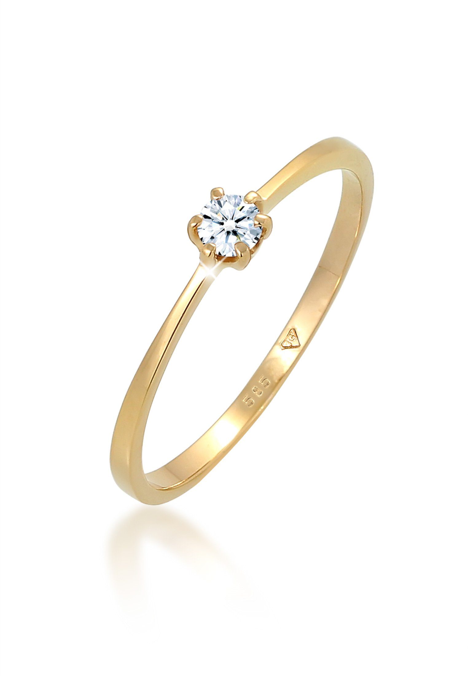 Elli DIAMONDS Verlobungsring Solitär Verlobung Diamant 0.11 ct. 585 Gelbgold