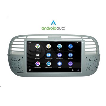 TAFFIO Für Fiat 500 (Beige) 7" Touchscreen Android Autoradio GPS CarPlay Einbau-Navigationsgerät