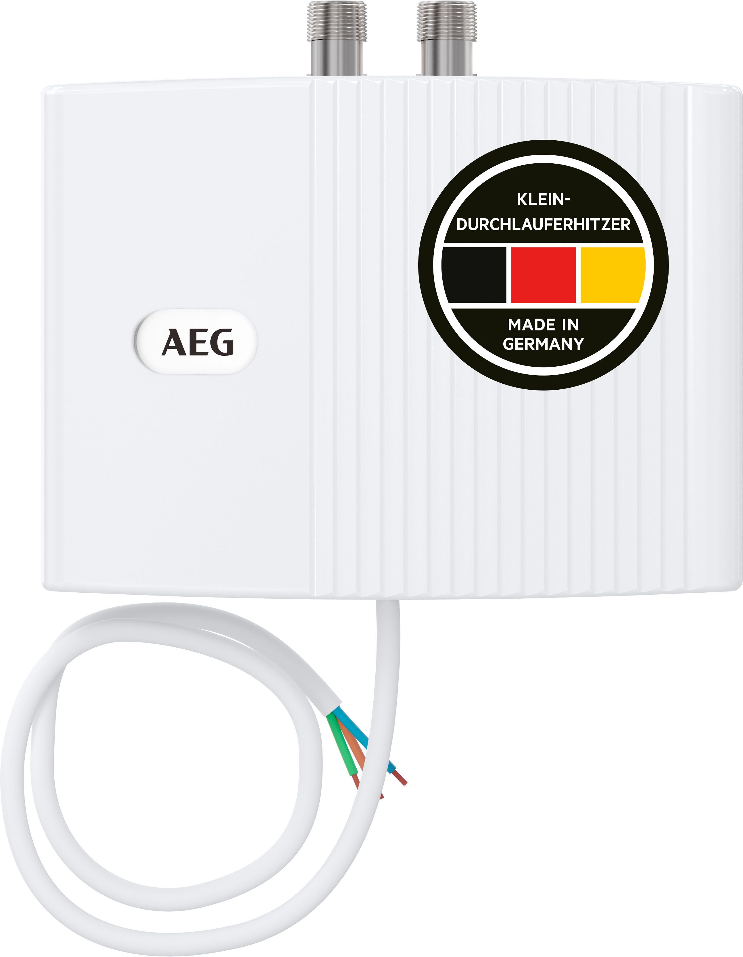AEG Haustechnik Klein-Durchlauferhitzer MTH 570 für Handwaschbecken, 5,7 kW, ohne Stecker, Festanschluss 230V, hydraulisch, max. 38 °C, hydraulisch, sofort lauwarmes Wasser (ca. 35°C)