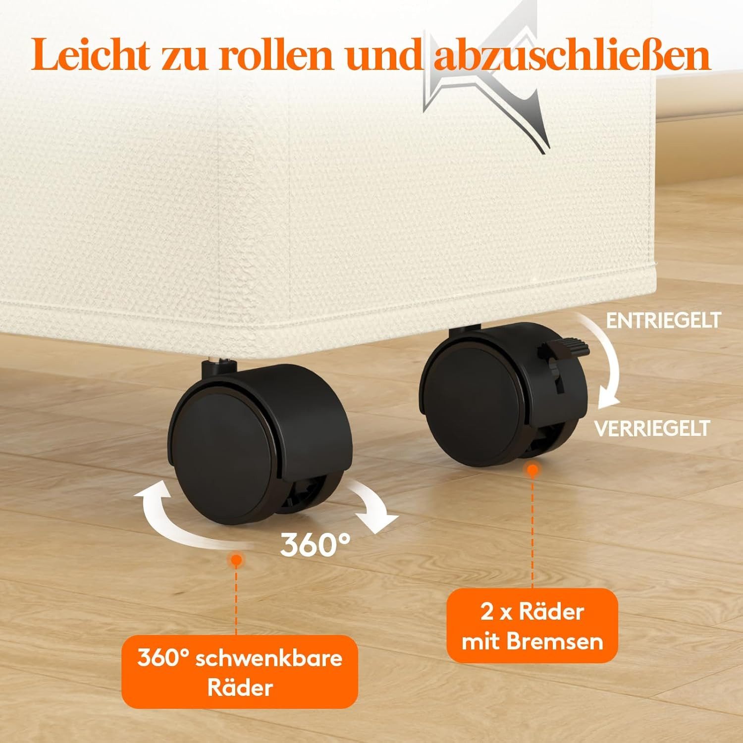 Lifewit Wäschekorb Rollbarer Wäschekorb 50L / 75L Faltbar mit Deckel & Grif günstig online kaufen