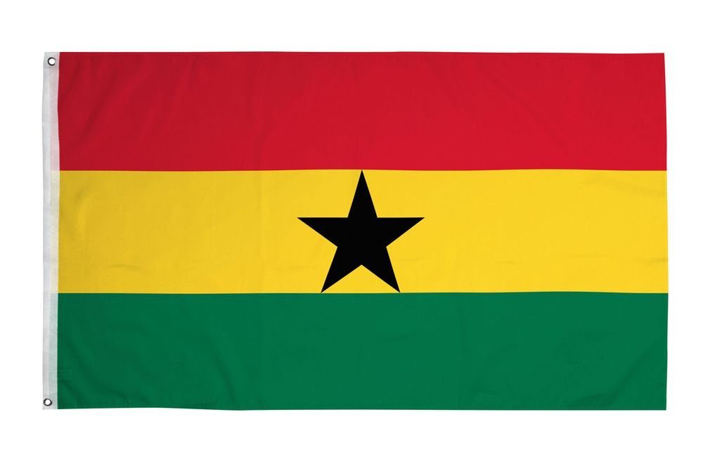 PHENO FLAGS Flagge Ghana Flagge 90 x 150 cm Ghanaische Fahne Ghanafahne (Hissflagge für Fahnenmast), Inkl. 2 Messing Ösen
