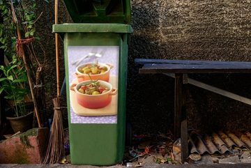MuchoWow Wandsticker Gerichte - Gemüse - Pfanne (1 St), Mülleimer-aufkleber, Mülltonne, Sticker, Container, Abfalbehälter