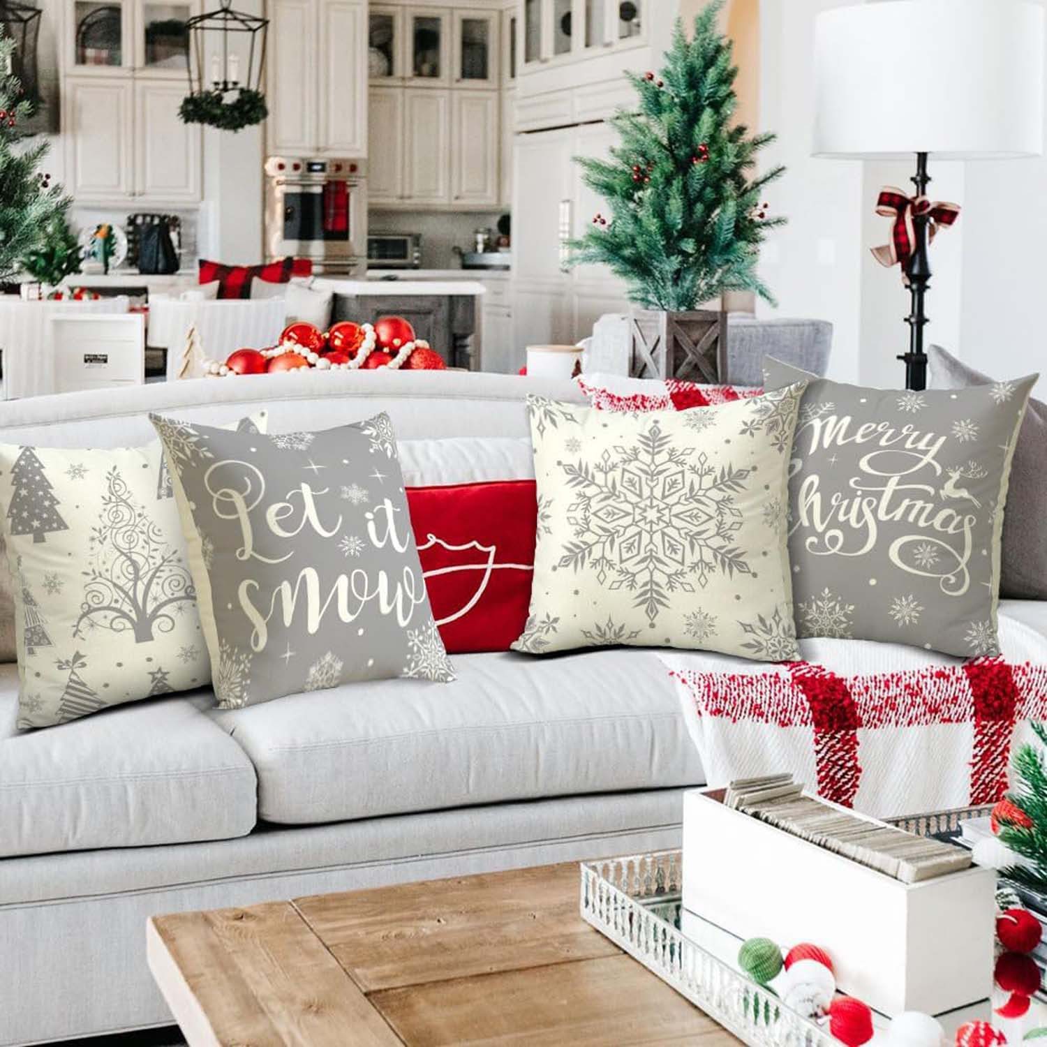 trends for living Kissenbezüge Kissenbezug Weihnachten 40x40 cm 4er Set Wei günstig online kaufen