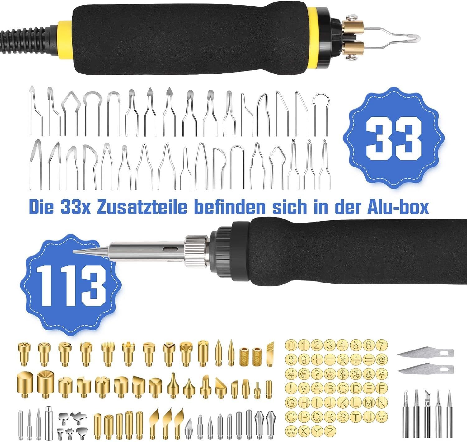 XERSEK Kreativset Brandmalstation, 100W Brandmalerei und Lötkolben set, 5x Lötspitzen, (165-tlg., Brandmalgeräte, Lötstation Lötset Soldering Iron), Temperatur Einstellbar 0-750°C