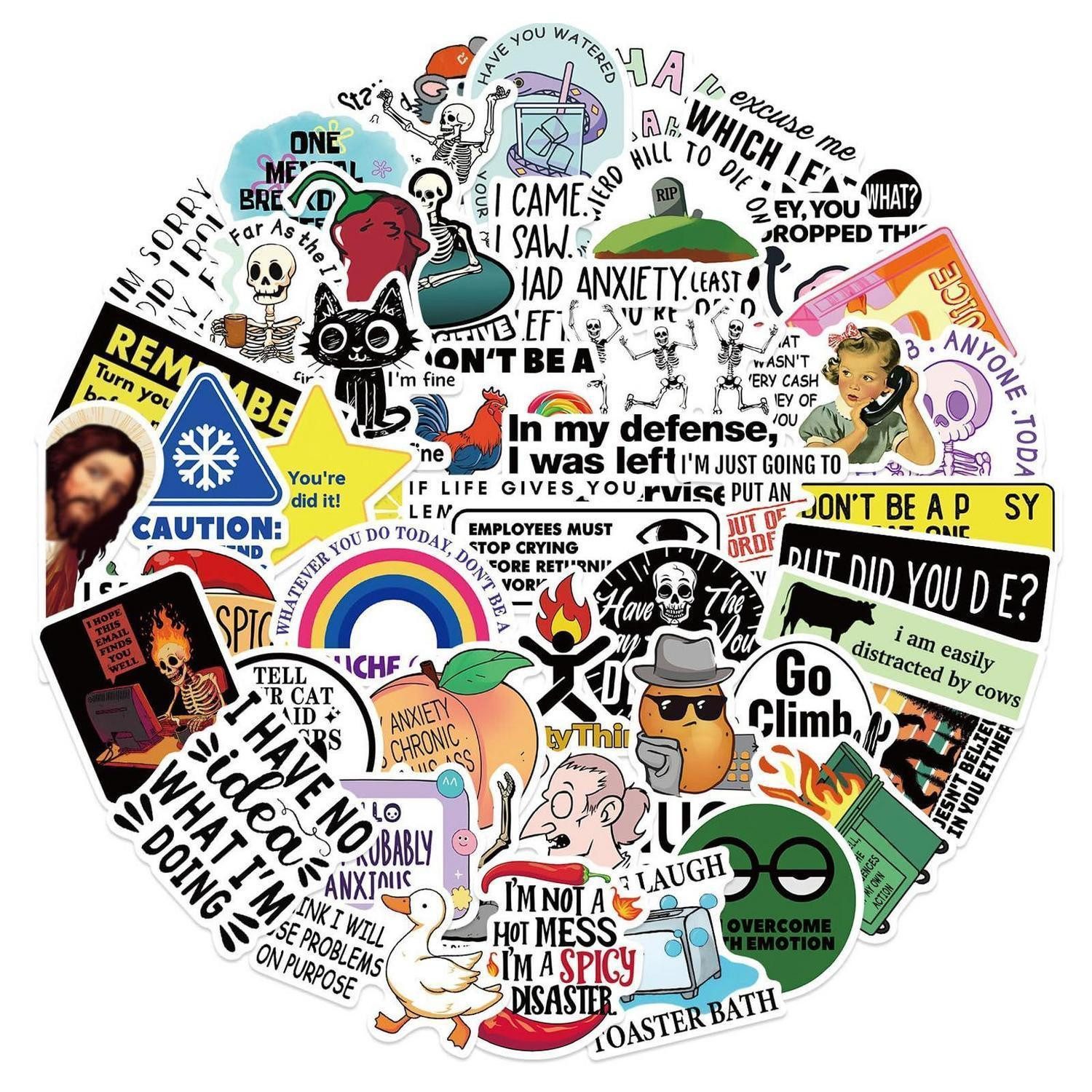 LuxusKollektion Laptop-Aufkleber Sticker Set 50 Stück wasserfest lustige Aufkleber für Laptop Auto