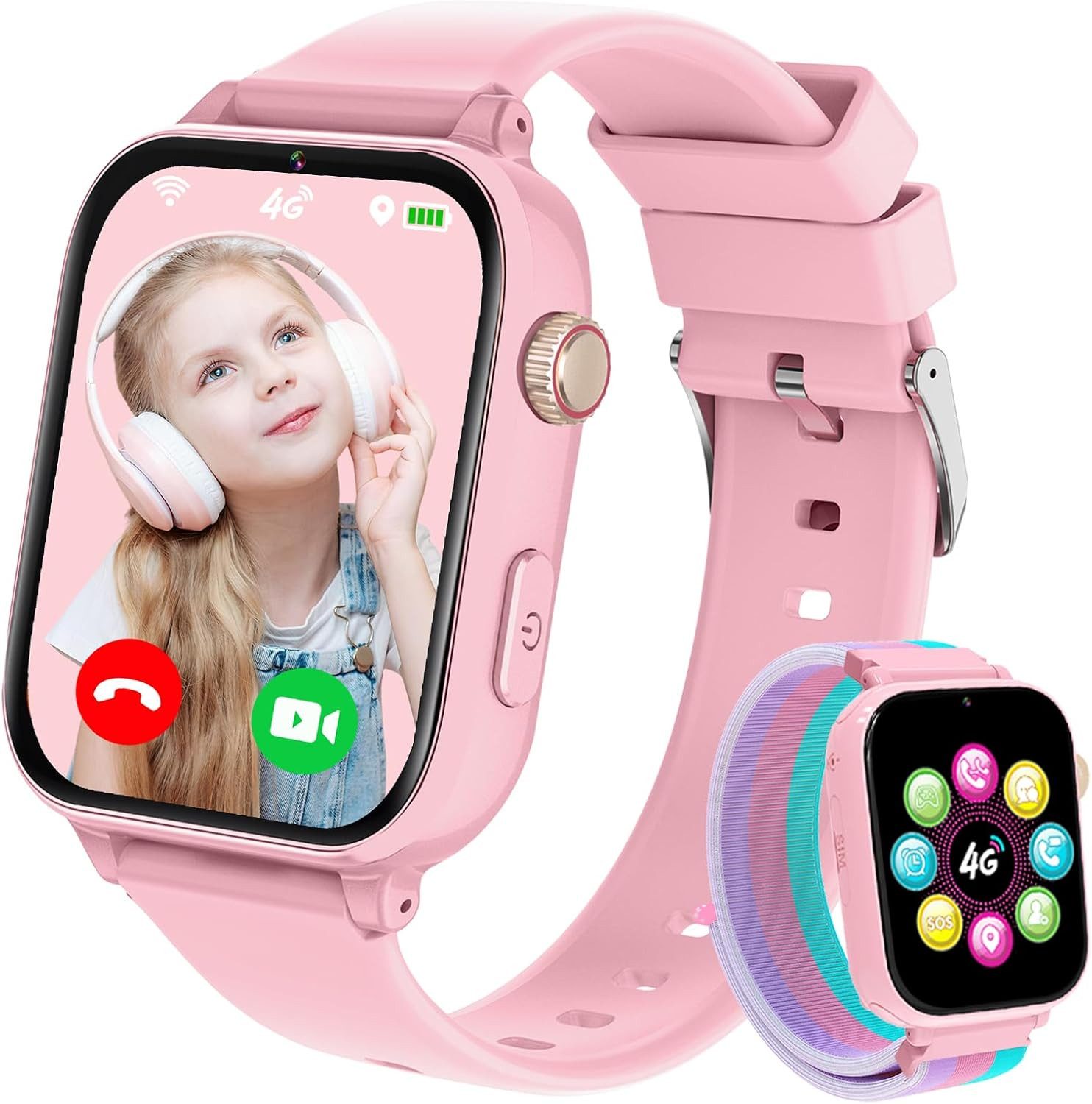 PTHTECHUS 4G-A22 Smartwatch (2,5 cm, sim-karte), KINDER SMARTWATCH MIT GPS 4G