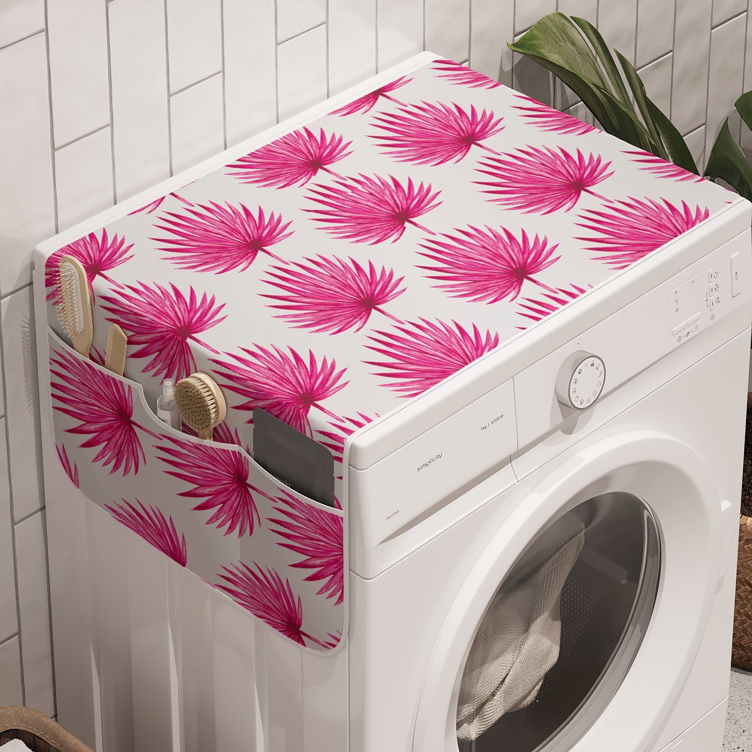 und Anti-Rutsch-Stoffabdeckung Abakuhaus für Badorganizer Trockner, Aquarell-Rosa-Blätter Blatt Waschmaschine