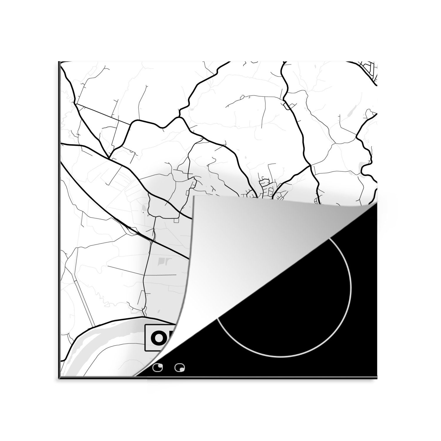 für Stadtplan, - MuchoWow - Karte Vinyl, Offenberg cm, Ceranfeldabdeckung, 78x78 küche (1 Arbeitsplatte Herdblende-/Abdeckplatte Karte - tlg),