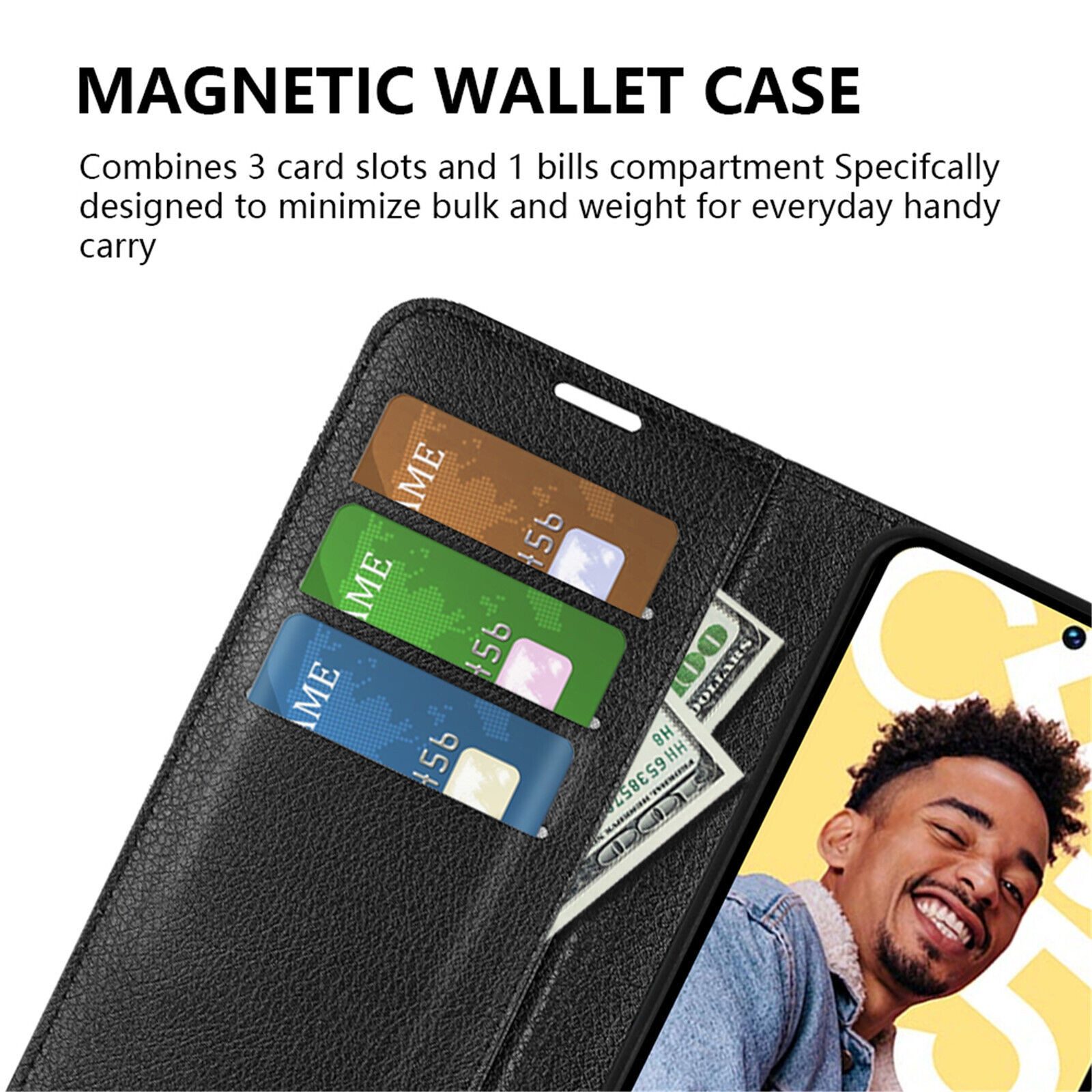 betterfon Handyhülle Handytasche für Google Pixel 8 Klapphülle Schwarz, 3 Kartenfächer, Magnetverschluss & Standfunktion im Lederlook