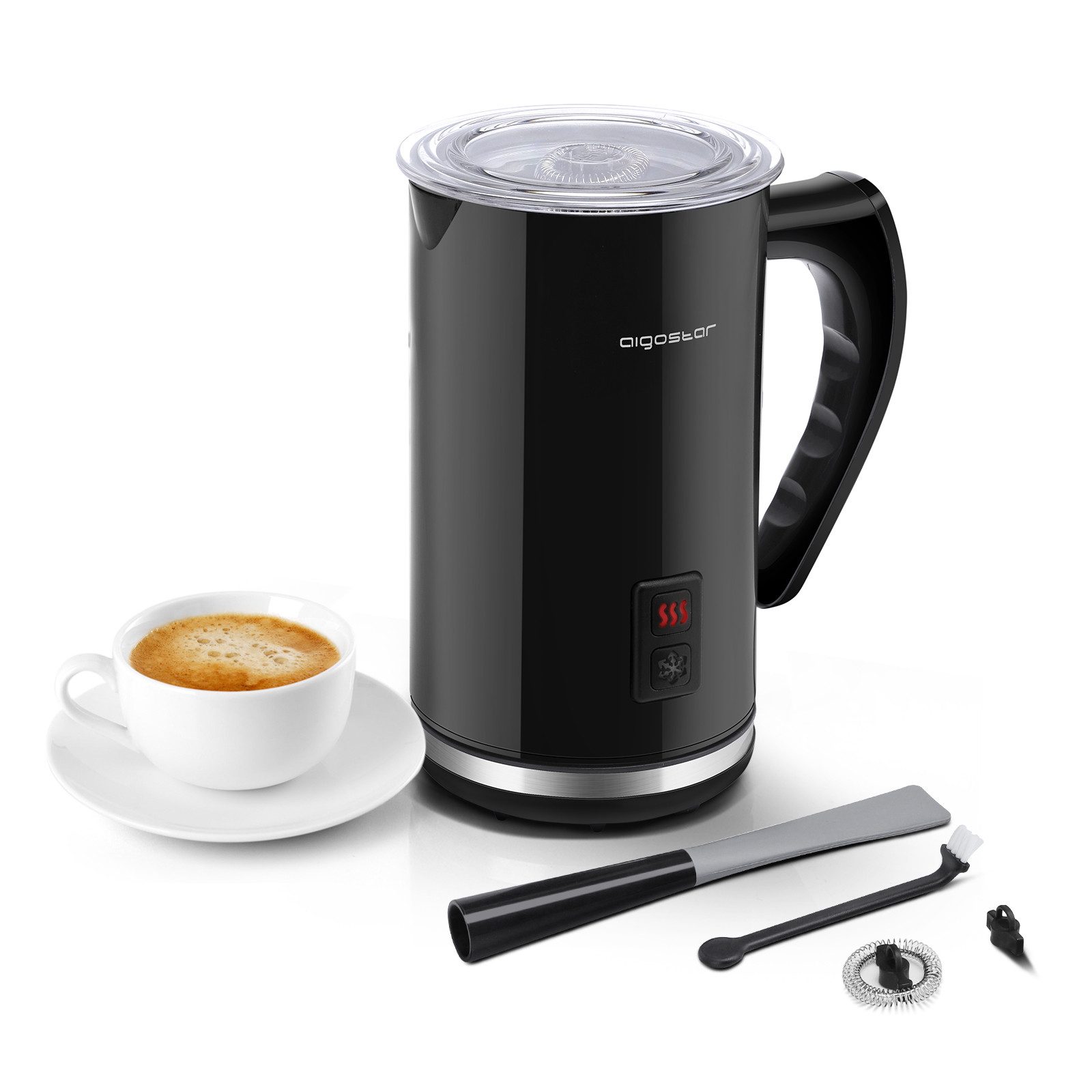 Aigostar Milchaufschäumer Milchaufschäumer Elektrisch 500W 240ml mit 3 Modi, Milchaufschäumer Elektrisch 500W 240ml mit 3 Modi