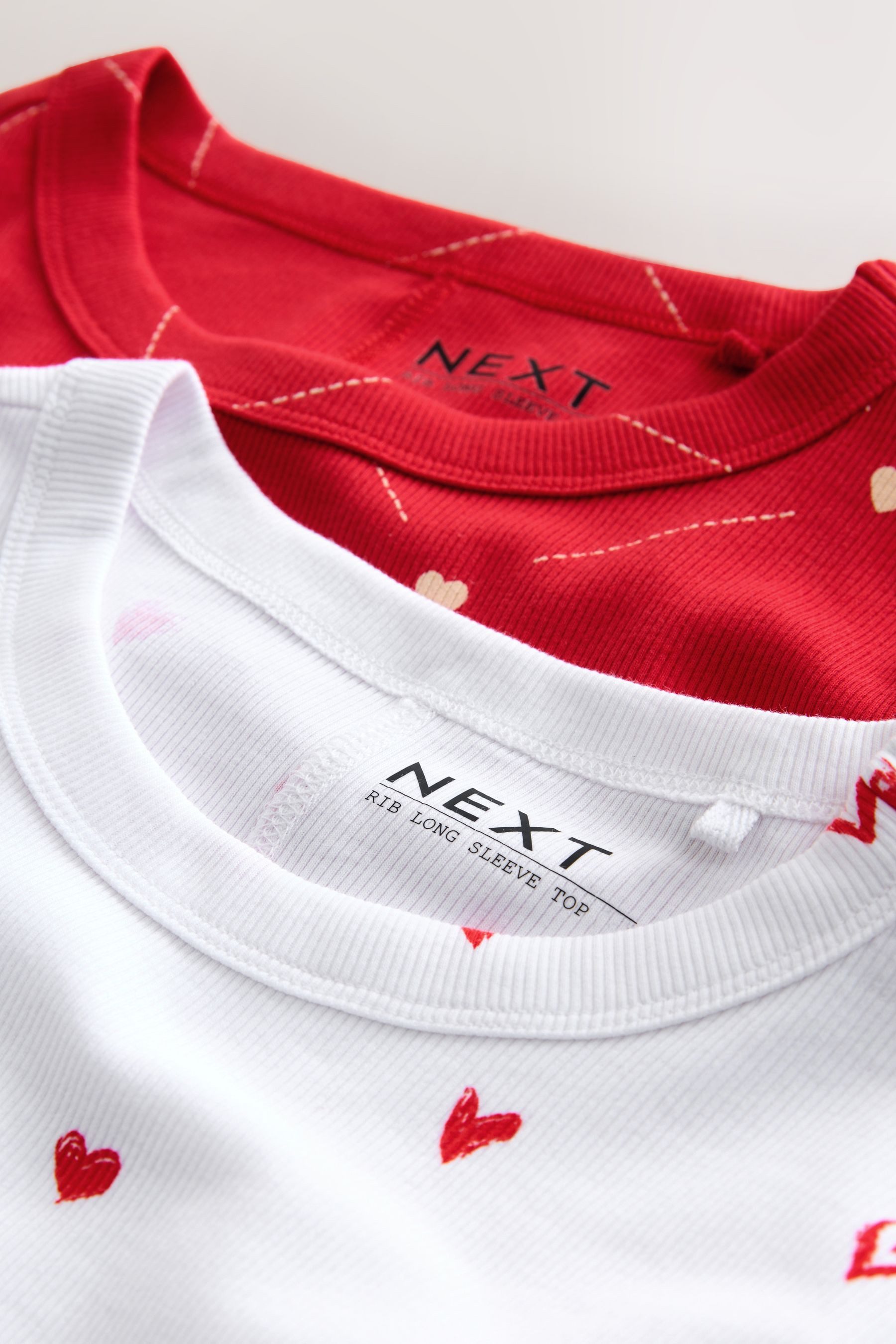 Next Langarmshirt 2er-Pack Langarm-Rundhalsoberteile, Herzen (2-tlg)