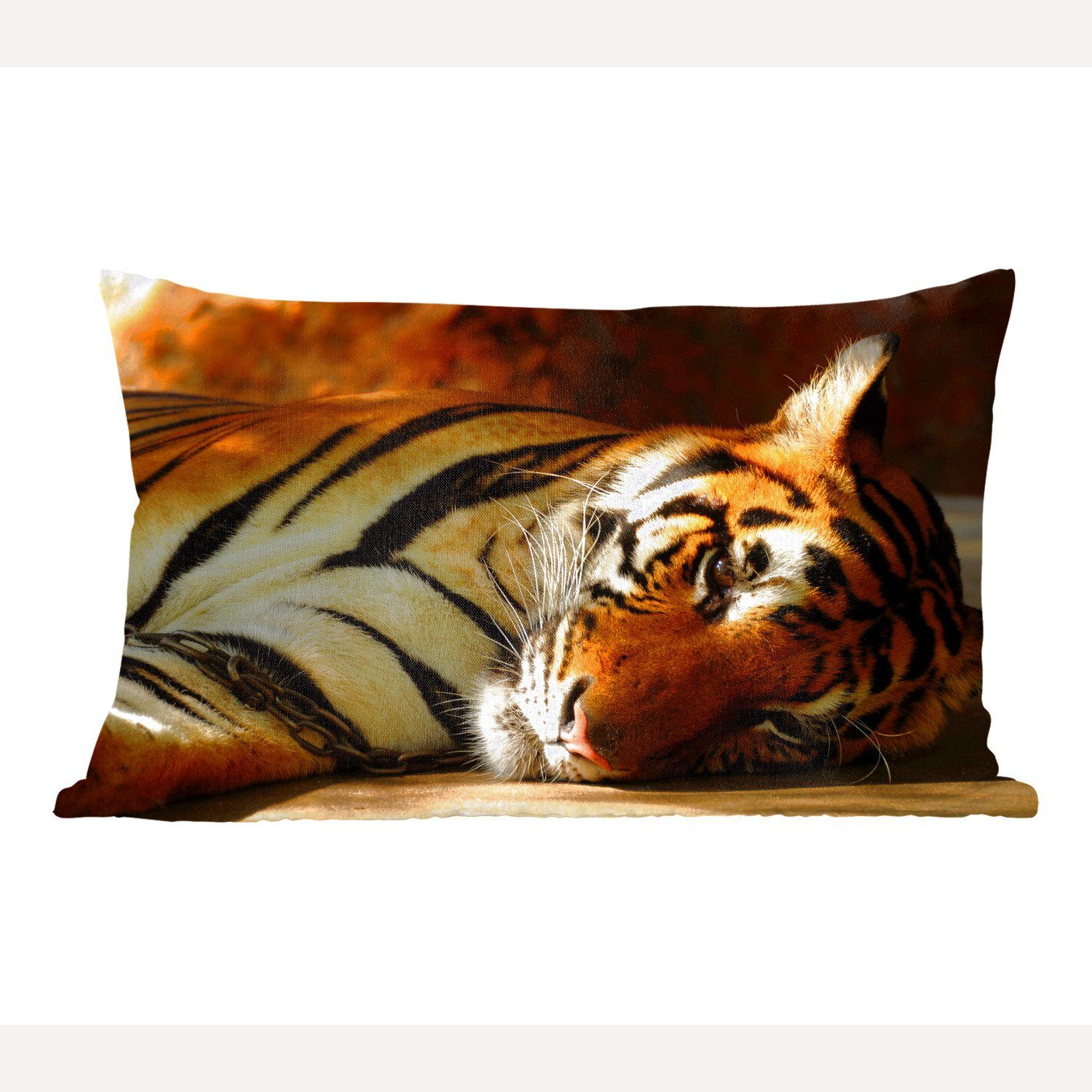 MuchoWow Dekokissen Tiger - Tiere - Ruhe, Wohzimmer Dekoration, Zierkissen, Dekokissen mit Füllung, Schlafzimmer