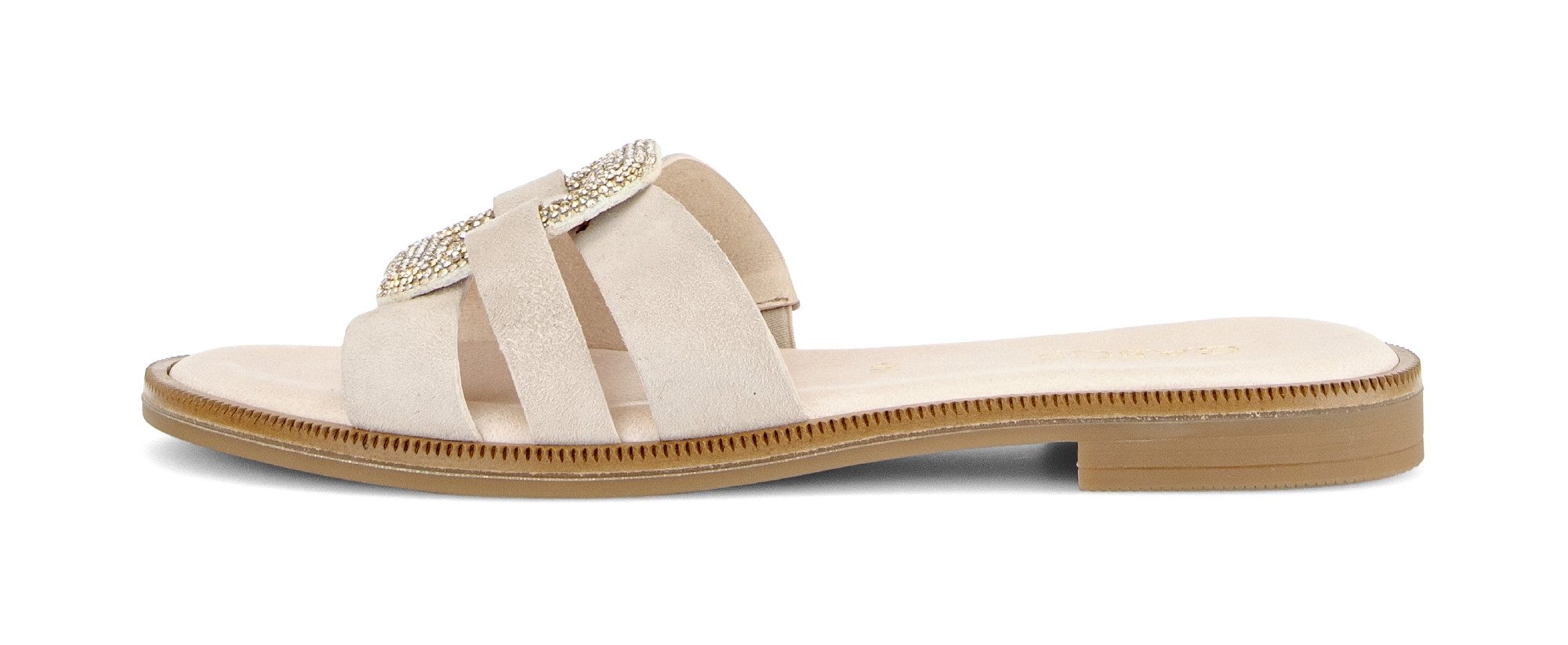 Gabor Pantolette Blockabsatz, Sommerschuh, Schlupfschuh, Zierspange mit Schmucksteinen