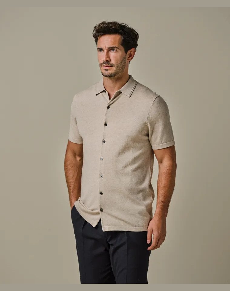 Profuomo Poloshirt POLO BUTTON TH SS SAND