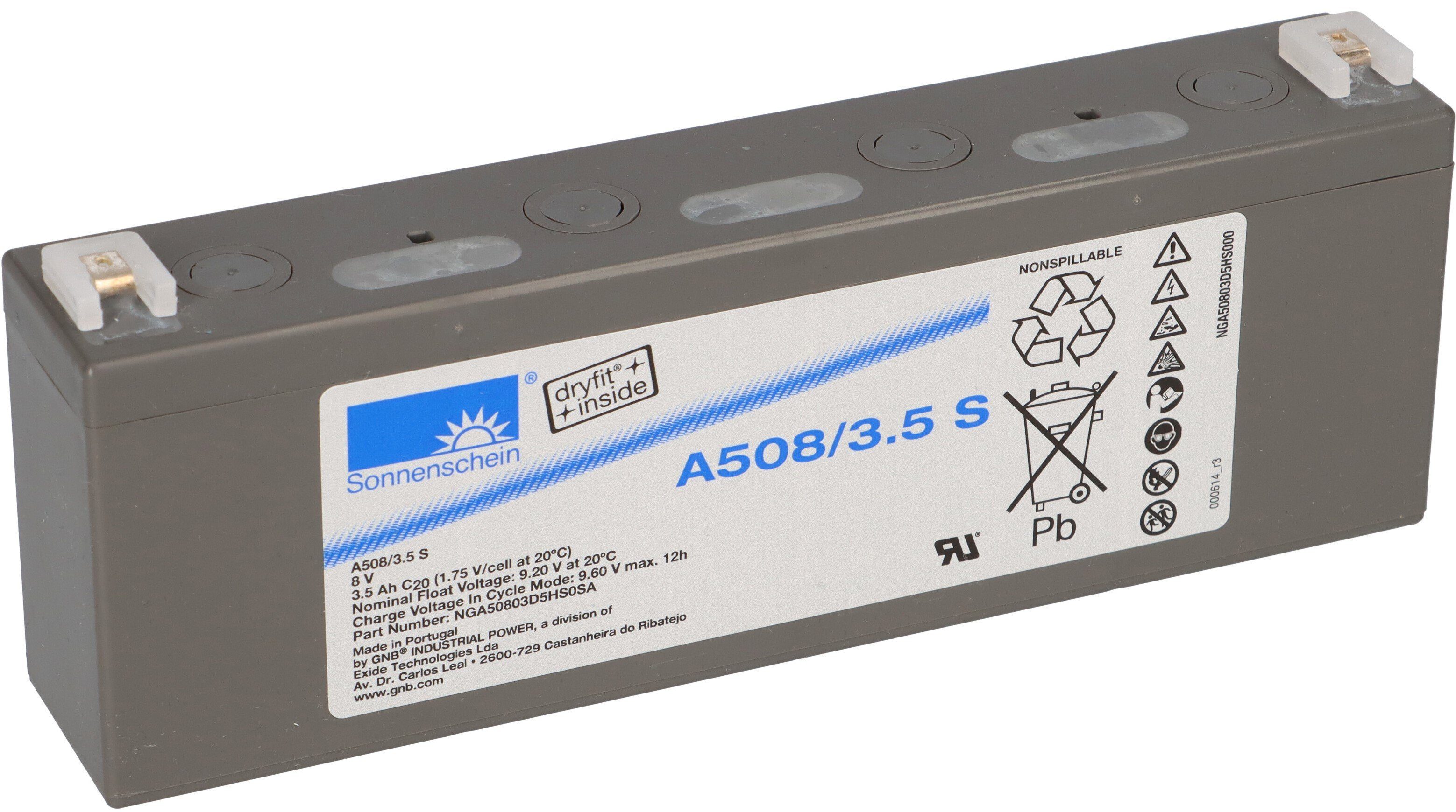 Exide Sonnenschein Bleigel Akku 8V 3,5Ah Dryfit A508/3,5S Faston 4,8 Bleiakkus