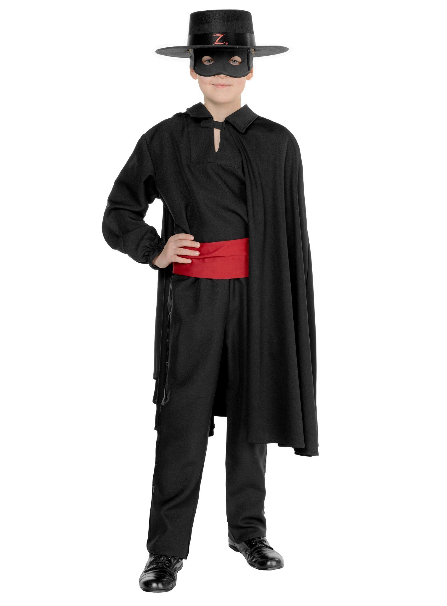 Maskworld Kostüm Zorro - Kostüm für Kinder - Fasching Karneval Hall, Offizielles Komplettkostüm des schwarzen Rächers für Kinder