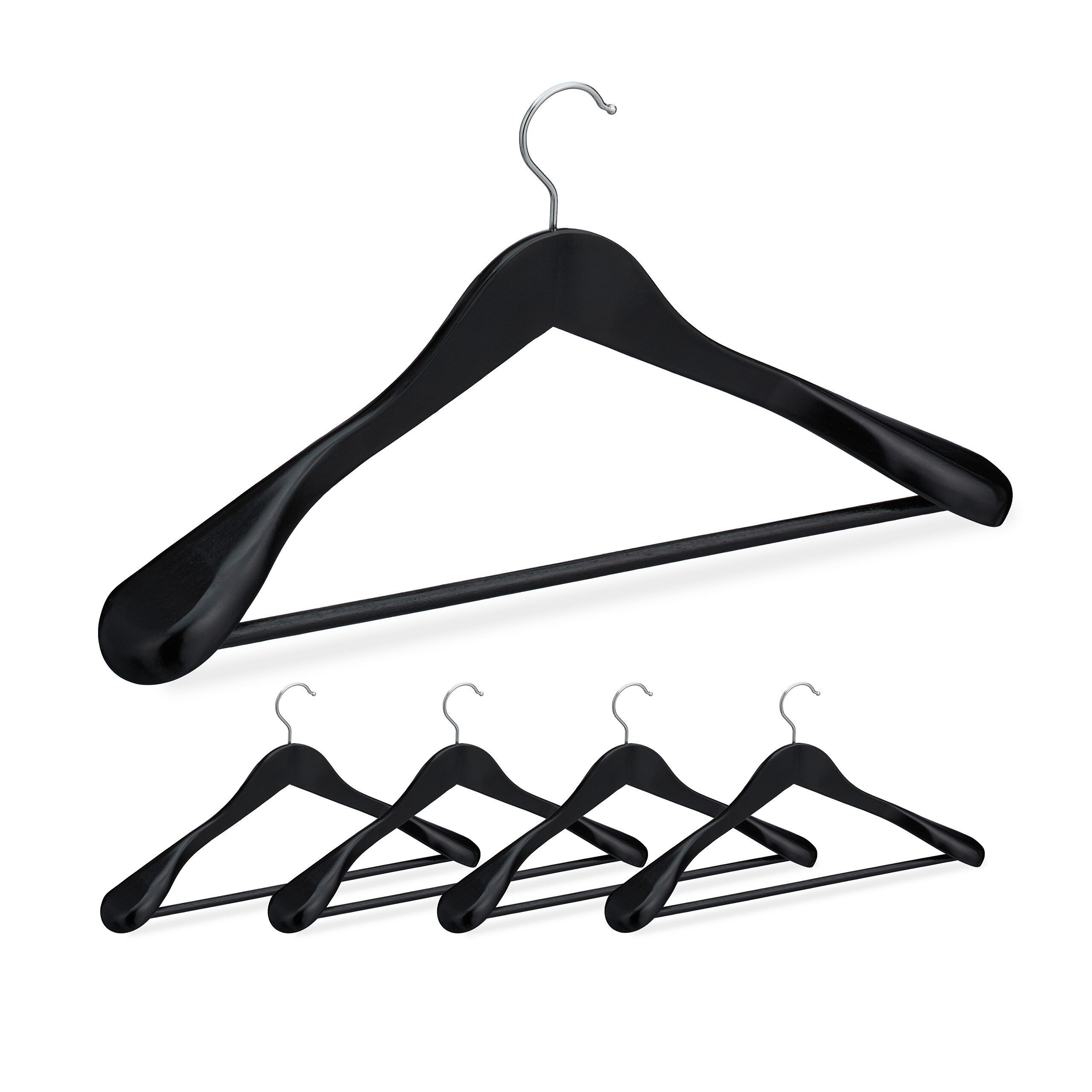 relaxdays Kleiderbügel Anzug Kleiderbügel 5er Set, (5er Set), schwarz günstig online kaufen