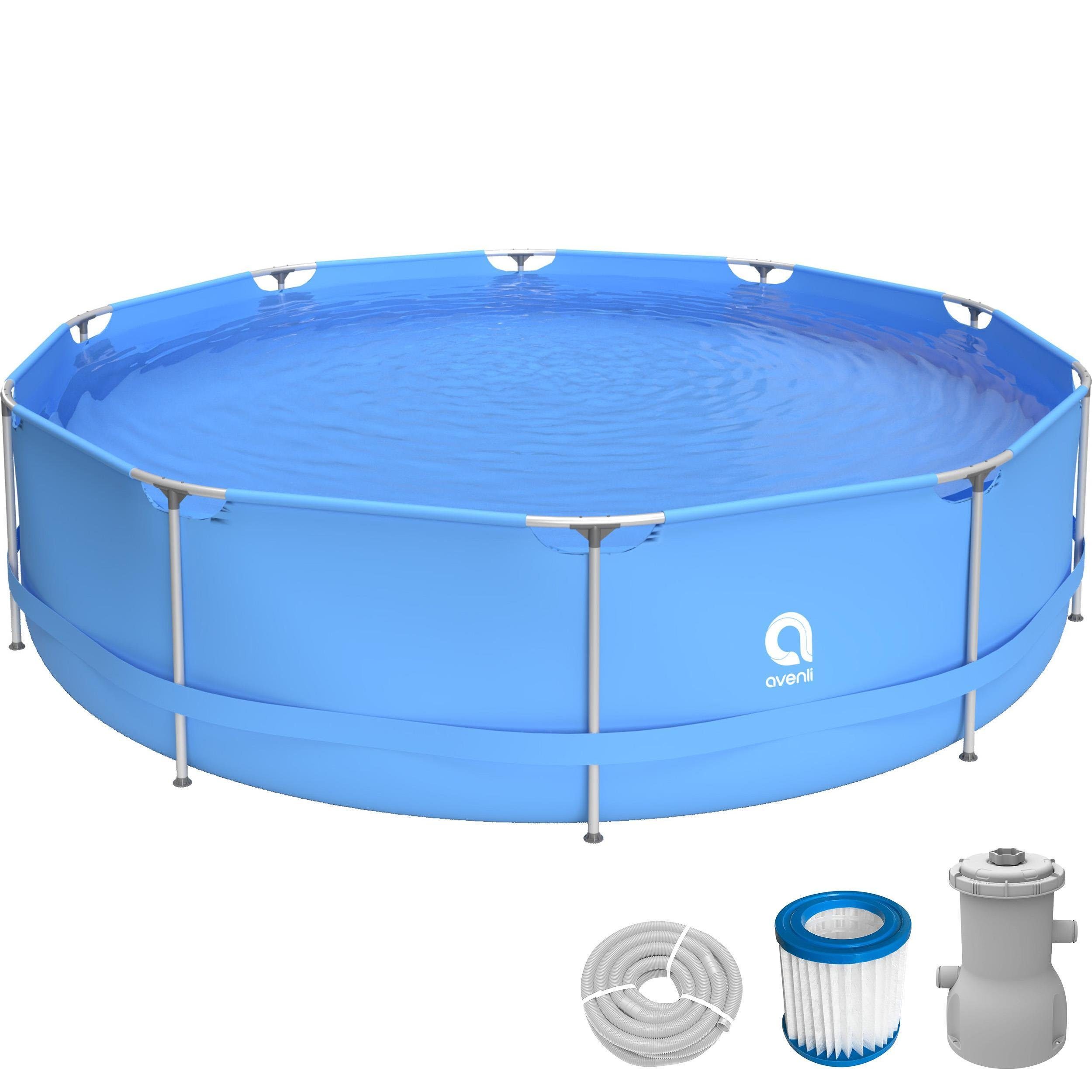 Avenli Framepool Frame Pool Set 360 x 76 cm, Aufstellpool (Stahlrahmenpool Komplettset)