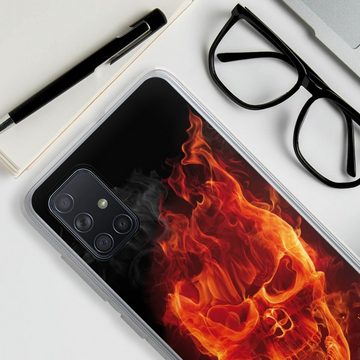 DeinDesign Handyhülle Totenkopf Feuer Schädel Burning Skull, Samsung Galaxy A71 Silikon Hülle Bumper Case Handy Schutzhülle
